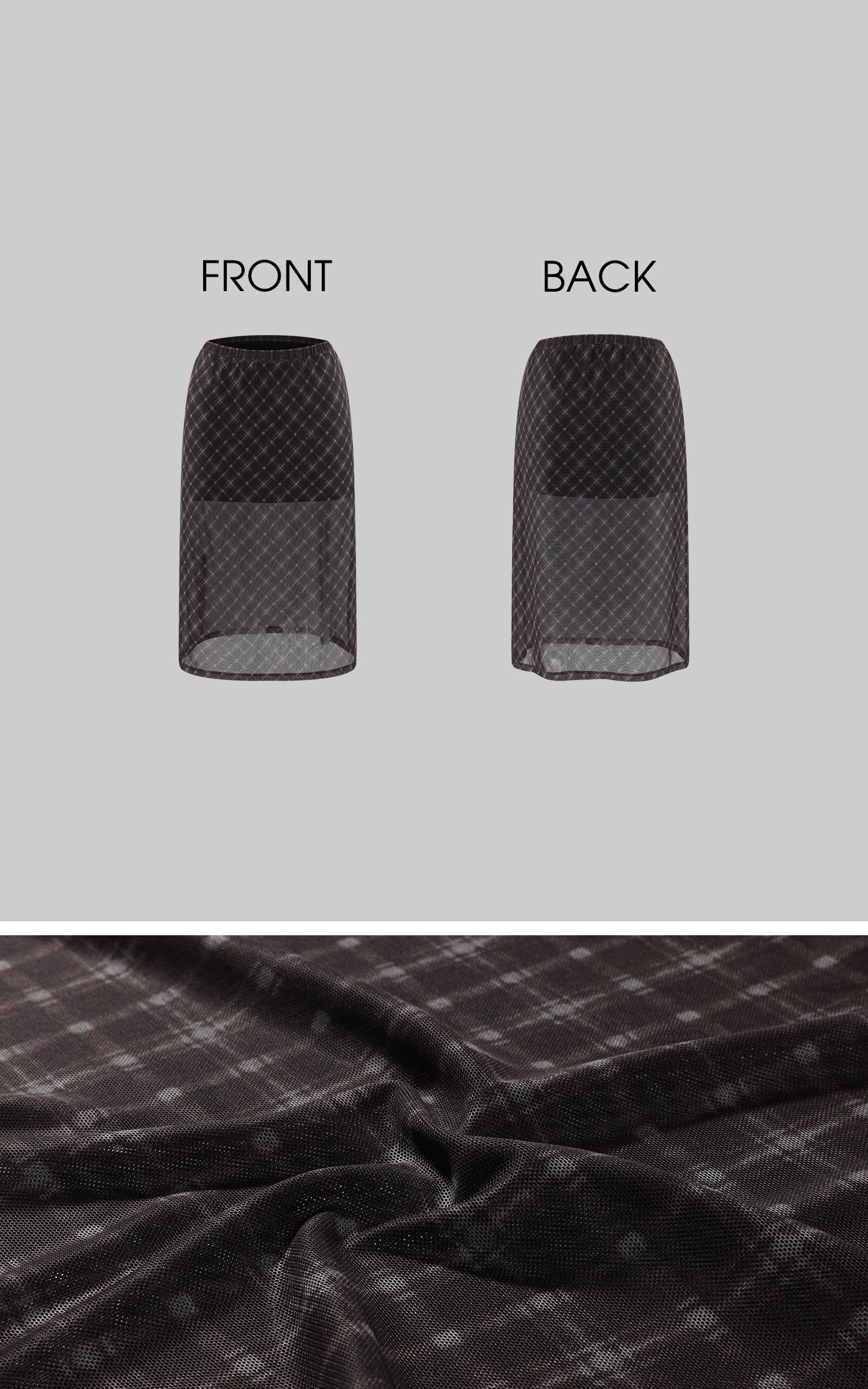 0122stepll Sheer Checkered Mesh Midi Skirt