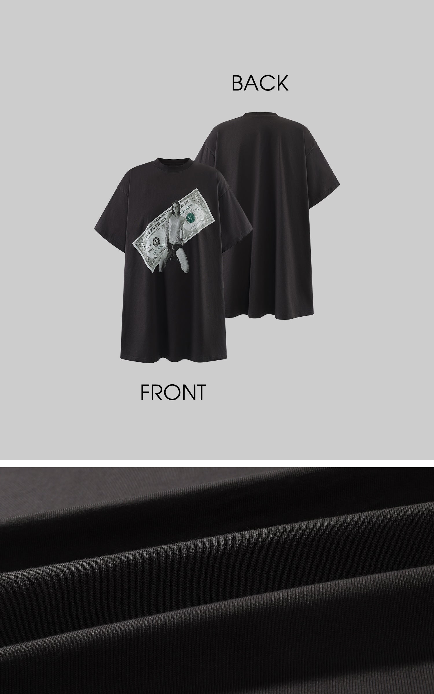 0122stepll Banknote Graphic Oversized T-Shirt