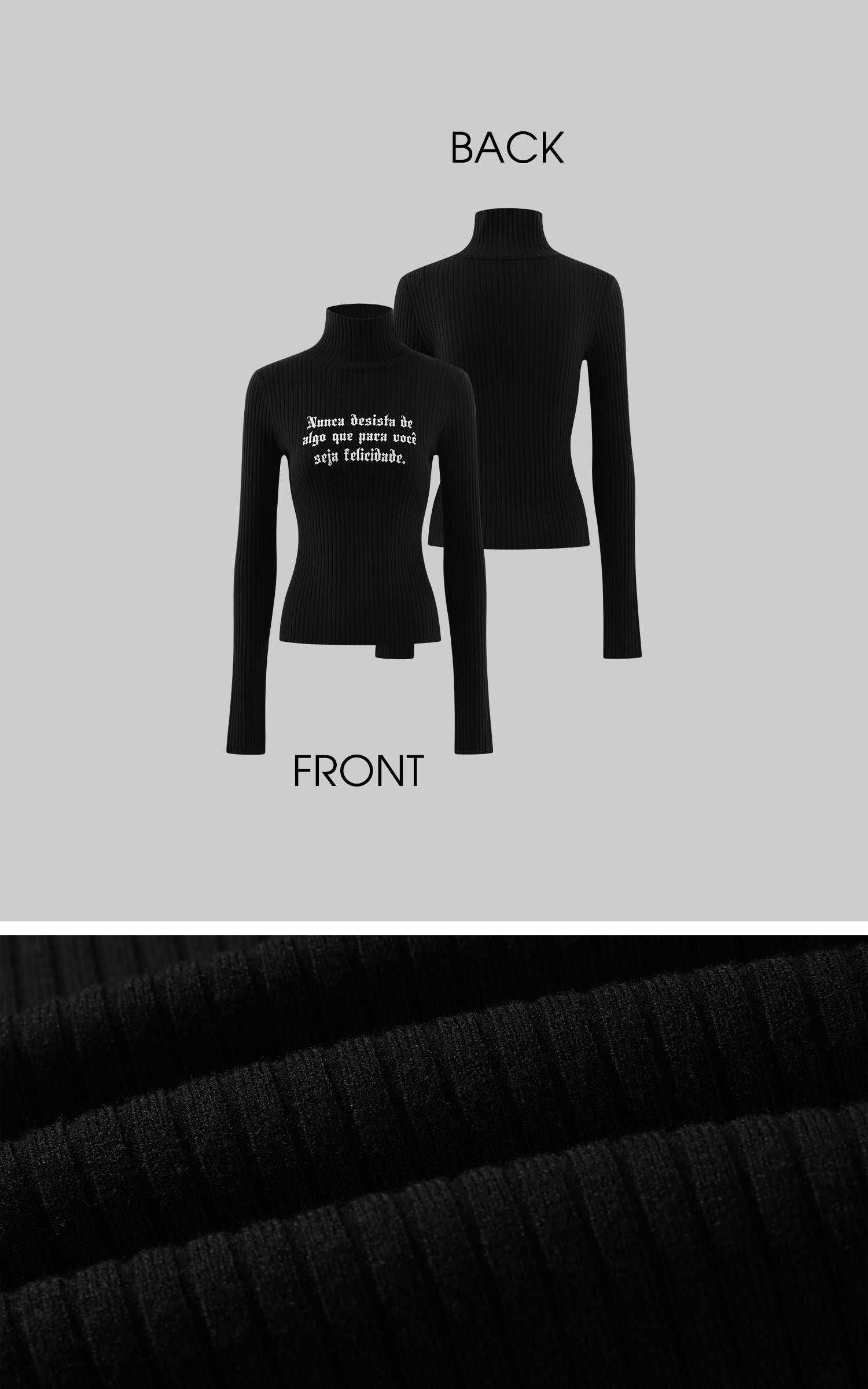 Rase le sol Gothic Letter Ribbed Turtleneck Knit