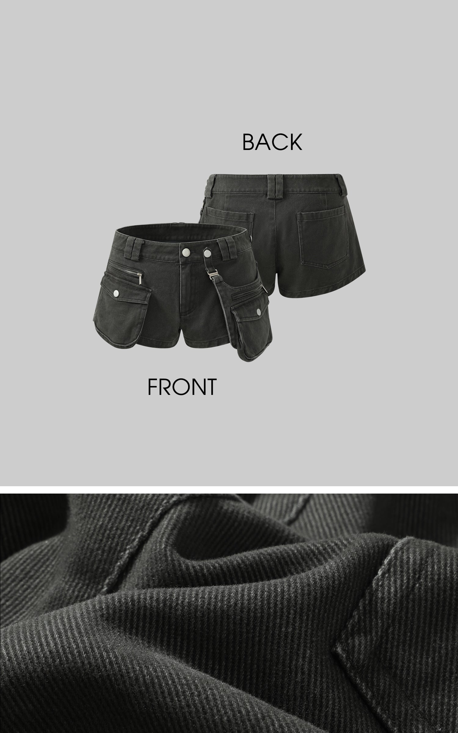 Rase le sol Multi-Pocket Utility Denim Shorts - PINKPARKS