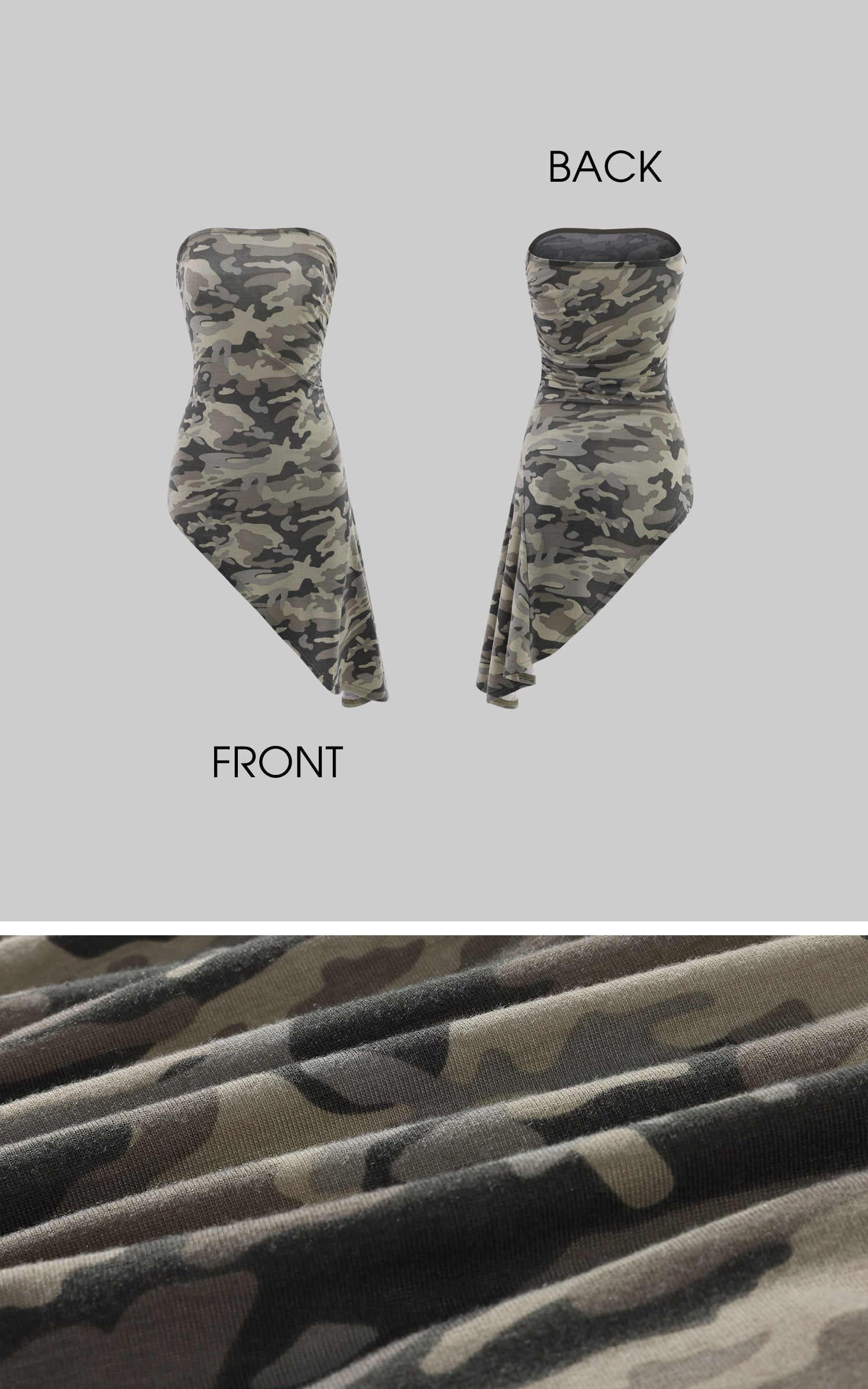 Rase le sol Camouflage Asymmetric Tube Top