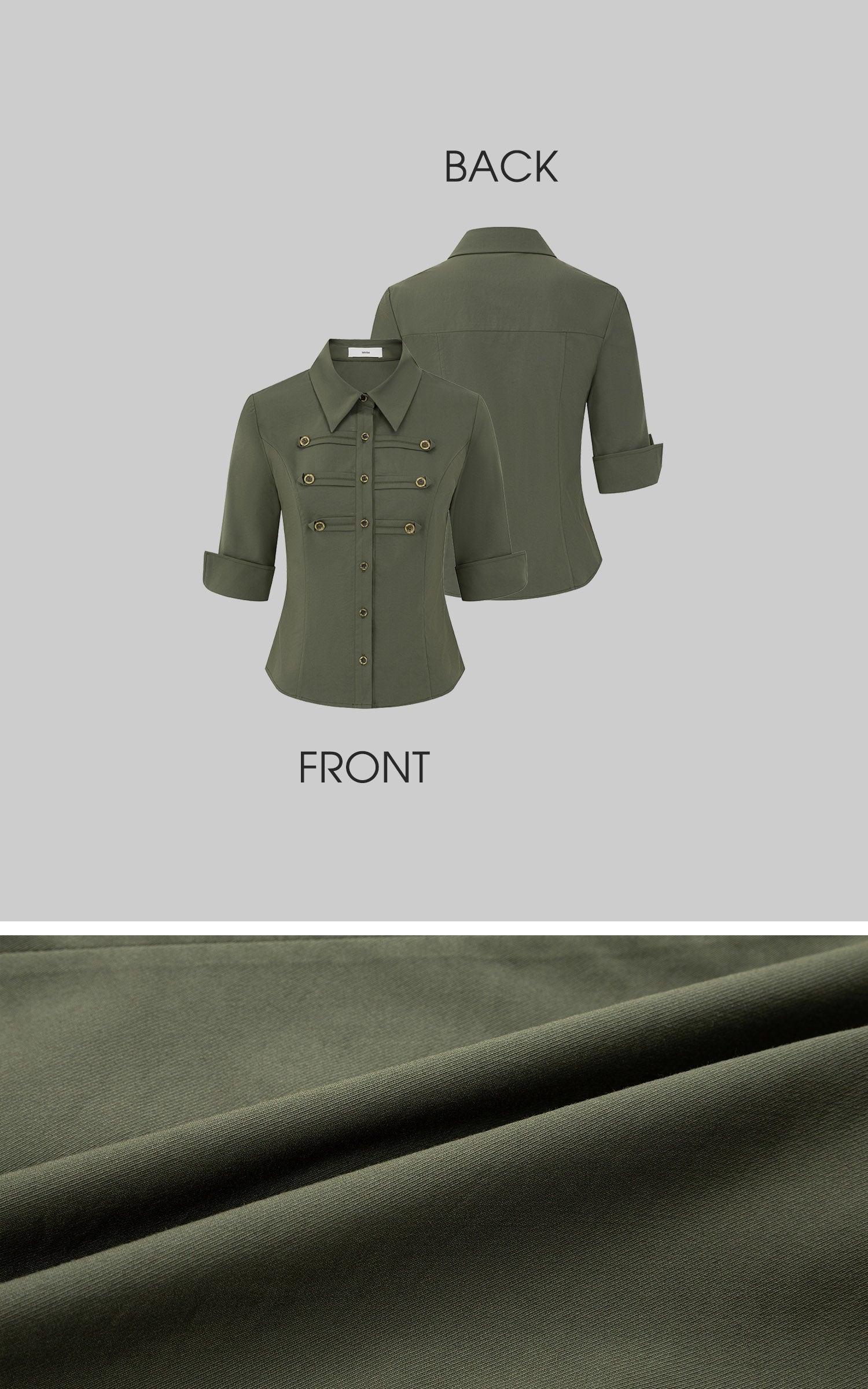 IAMXIAA Chemise ajustée utilitaire à boutons olive