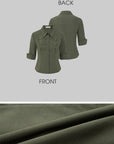 IAMXIAA Chemise ajustée utilitaire à boutons olive