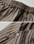 DOINDULGE Draped Asymmetric Wide-Leg Trousers in Textured Stripe