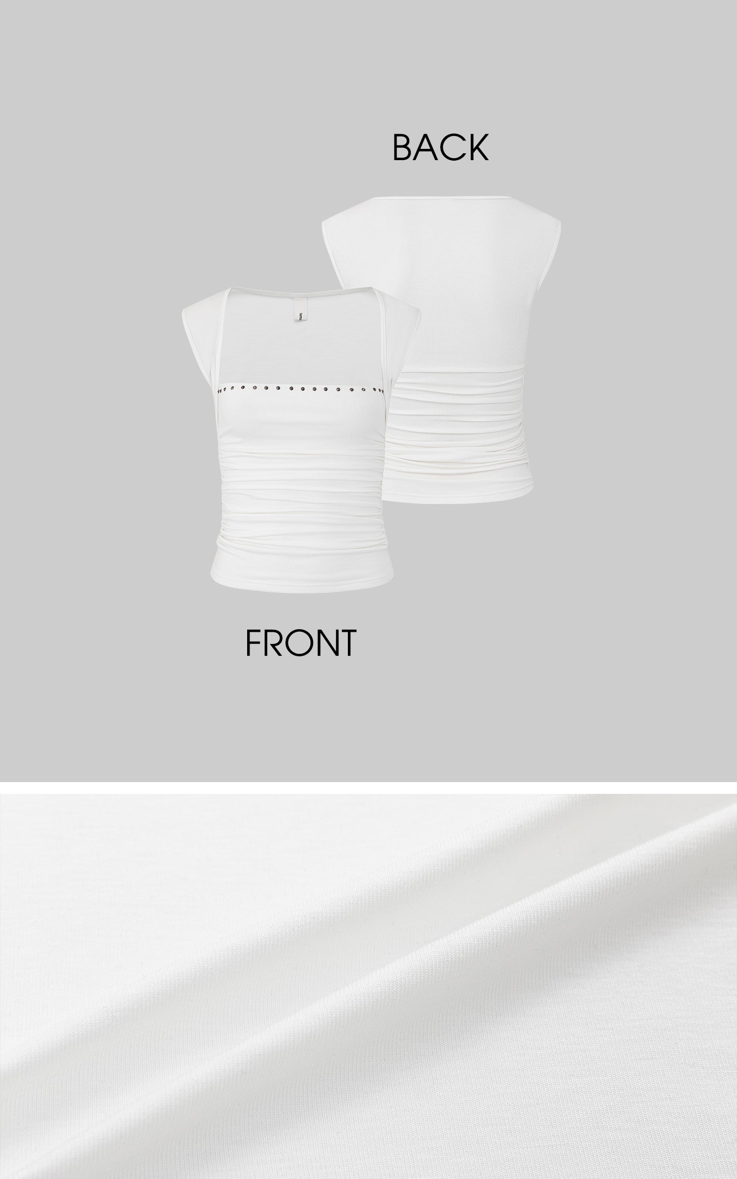 IAMXIAA Studded Ruched Square Neck Tee