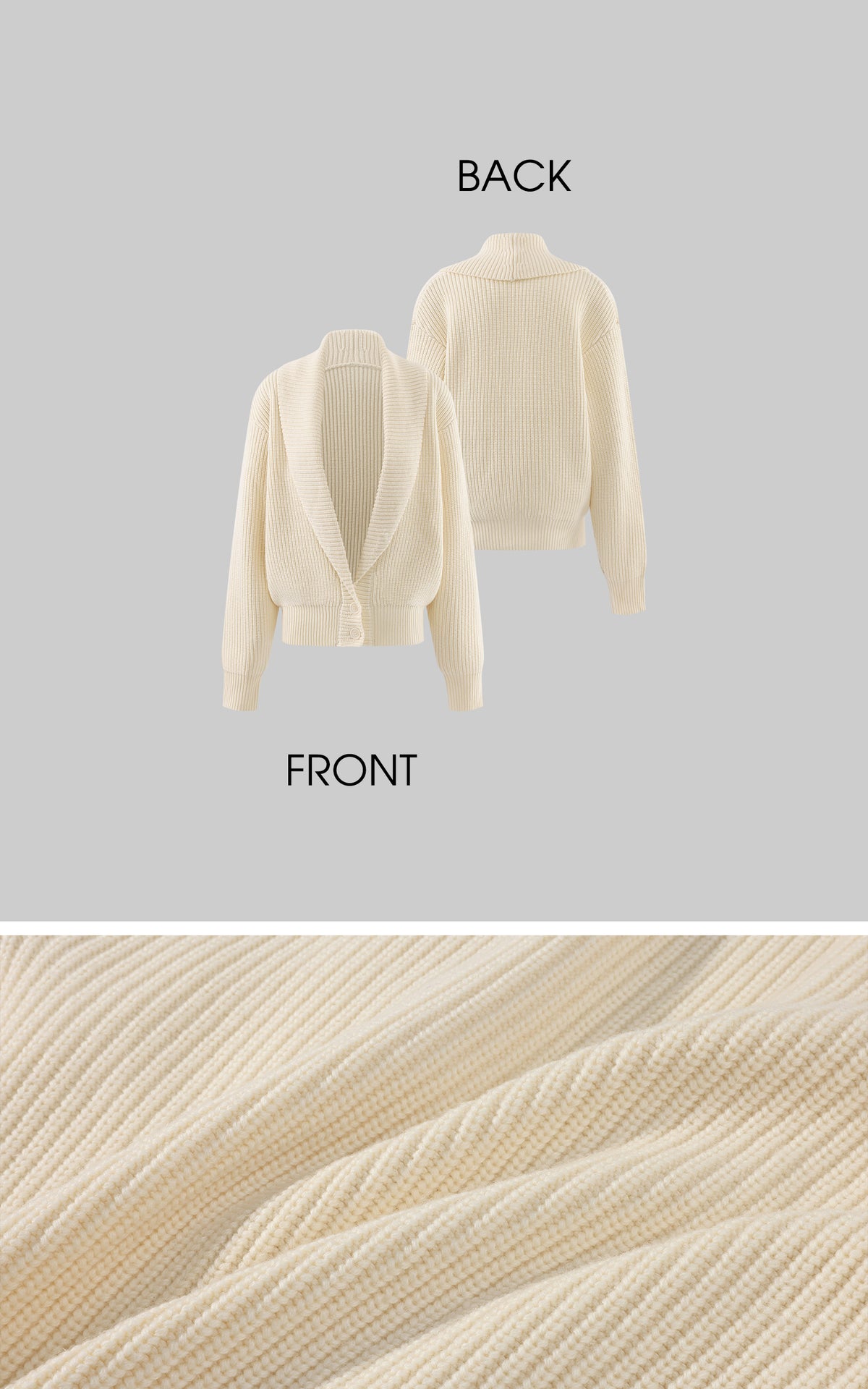 ROVENTE Shawl Collar Ribbed Knit Cardigan