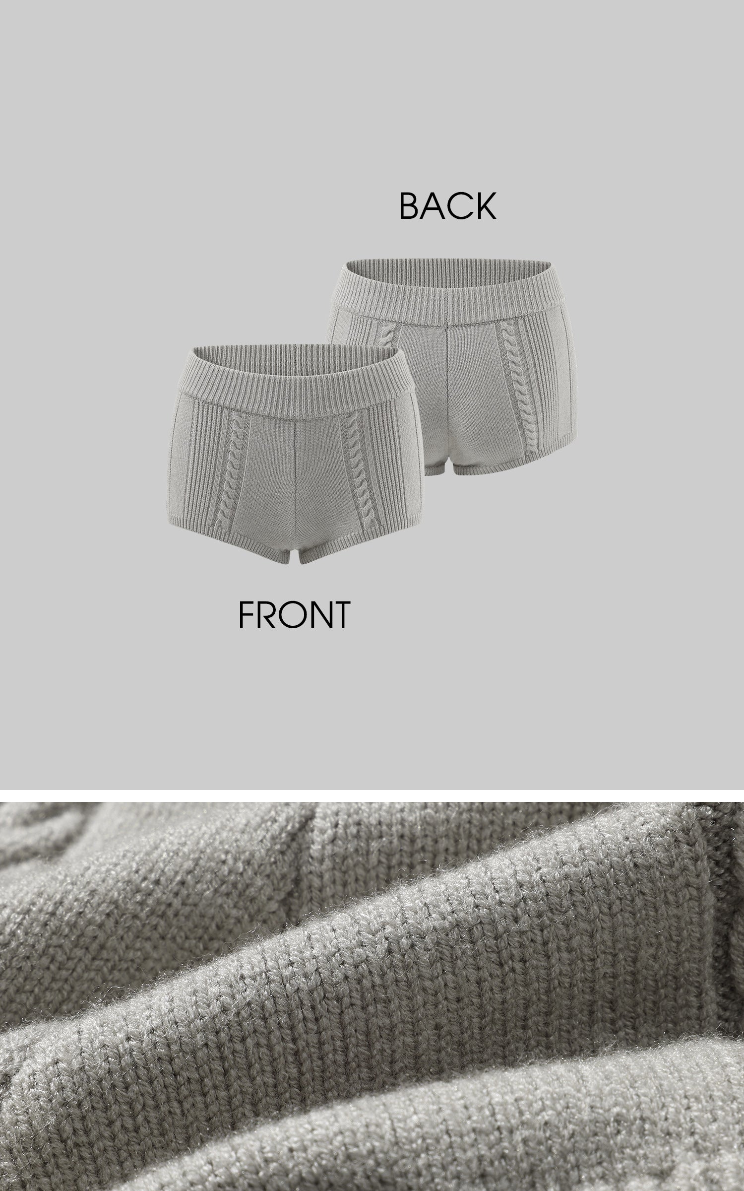 Rase le sol Cable-Texture High Waist Knit Shorts