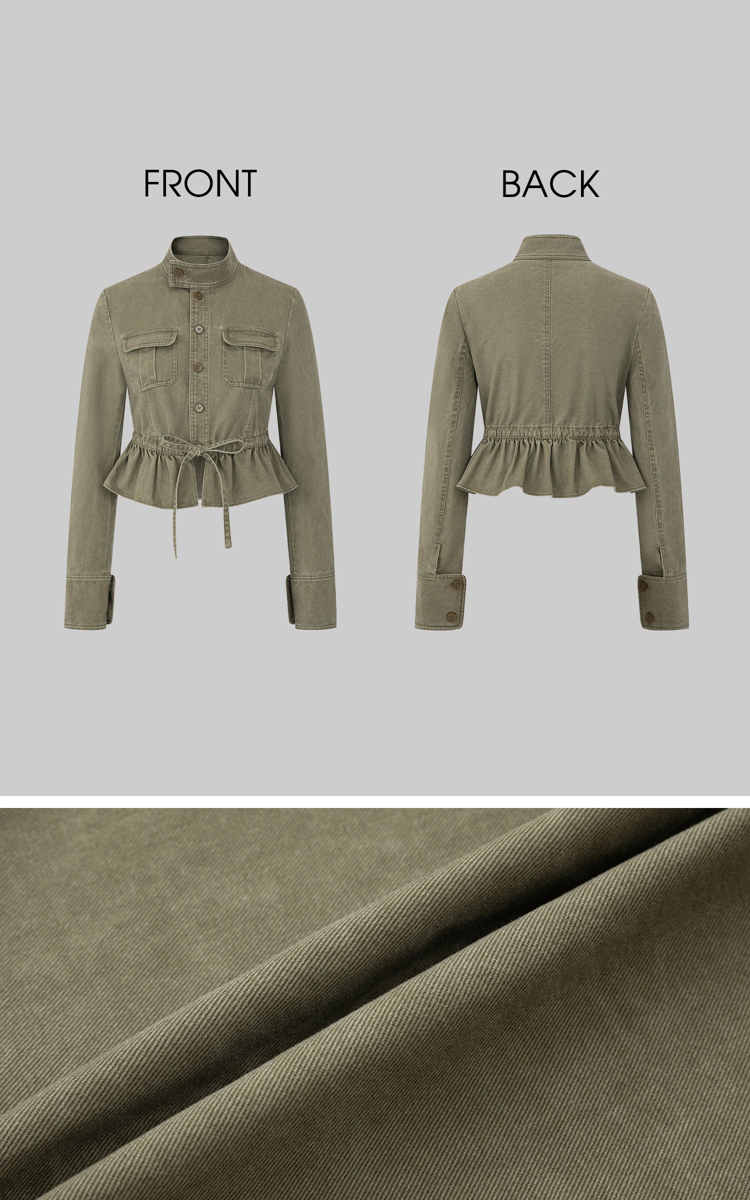 IAMXIAA Utility Peplum Jacket &amp; Draped Midi Skirt Two-Piece Set