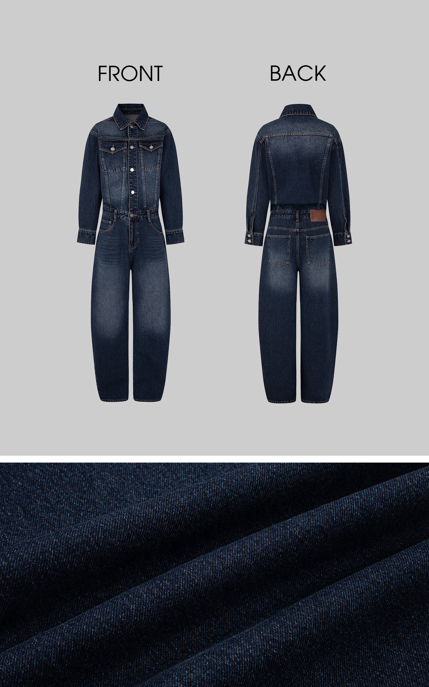 IAMXIAA Dark Wash Denim Jumpsuit Vintage Utility Style