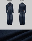 IAMXIAA Dark Wash Denim Jumpsuit Vintage Utility Style