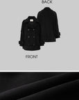 IAMXIAA Black Double-Breasted Belted Military Peacoat