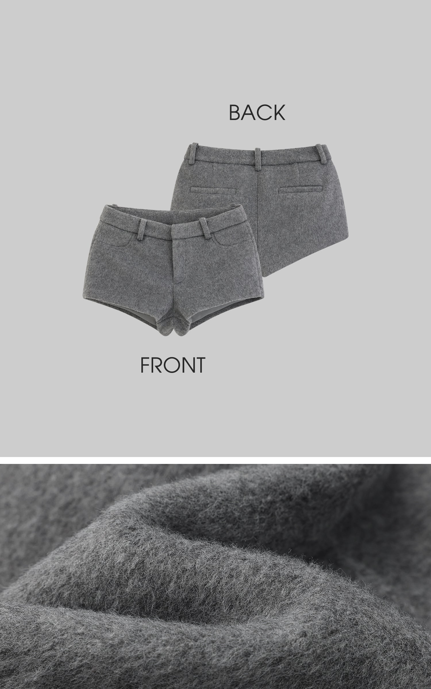 WARDEN EDGE Grey Mohair Shorts