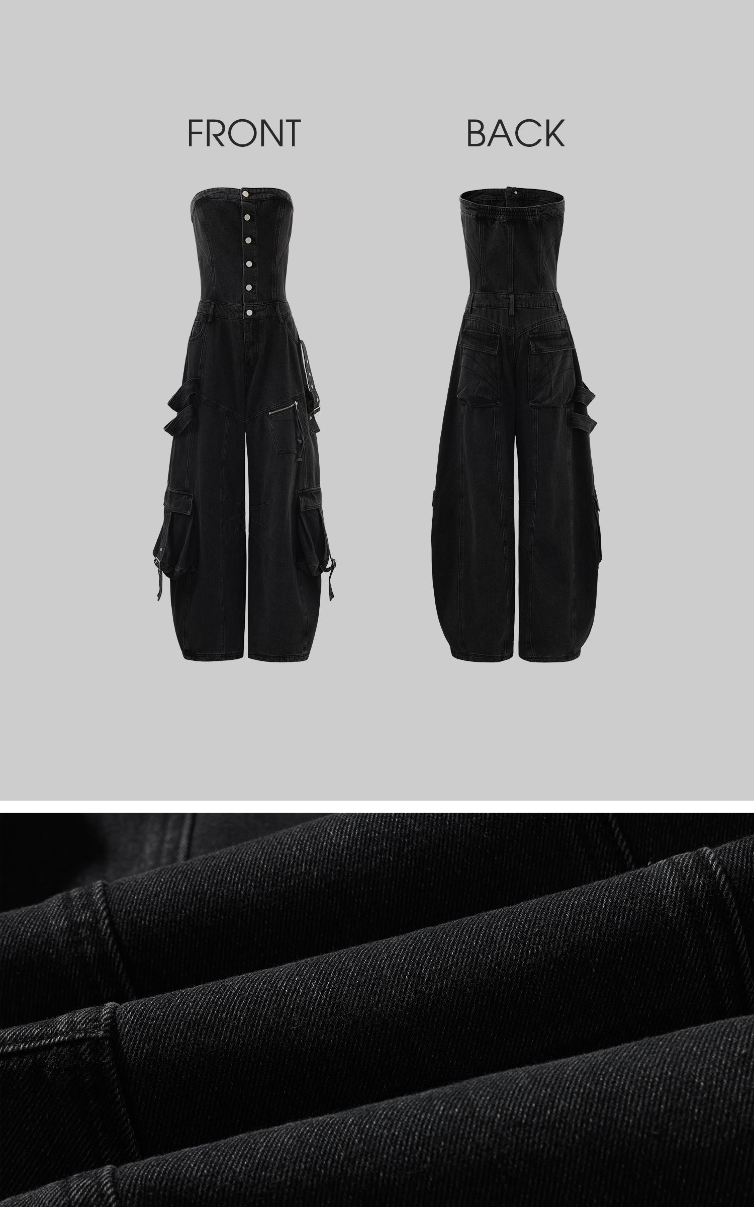 Rase le sol Black Structured Cargo Jumpsuit