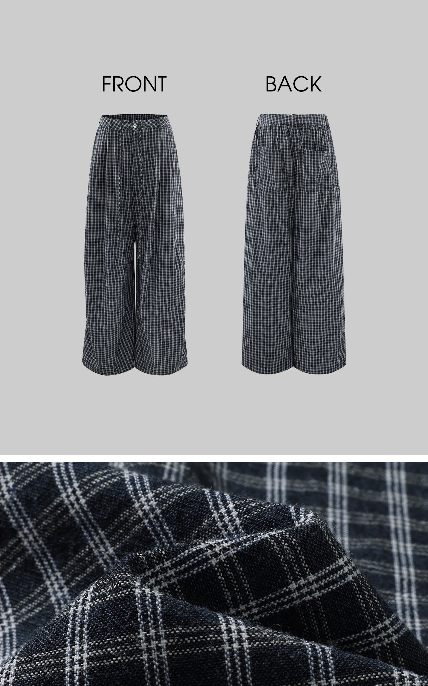WARDEN EDGE Wide-Leg Check Pants Relaxed Fit Streetwear Trousers