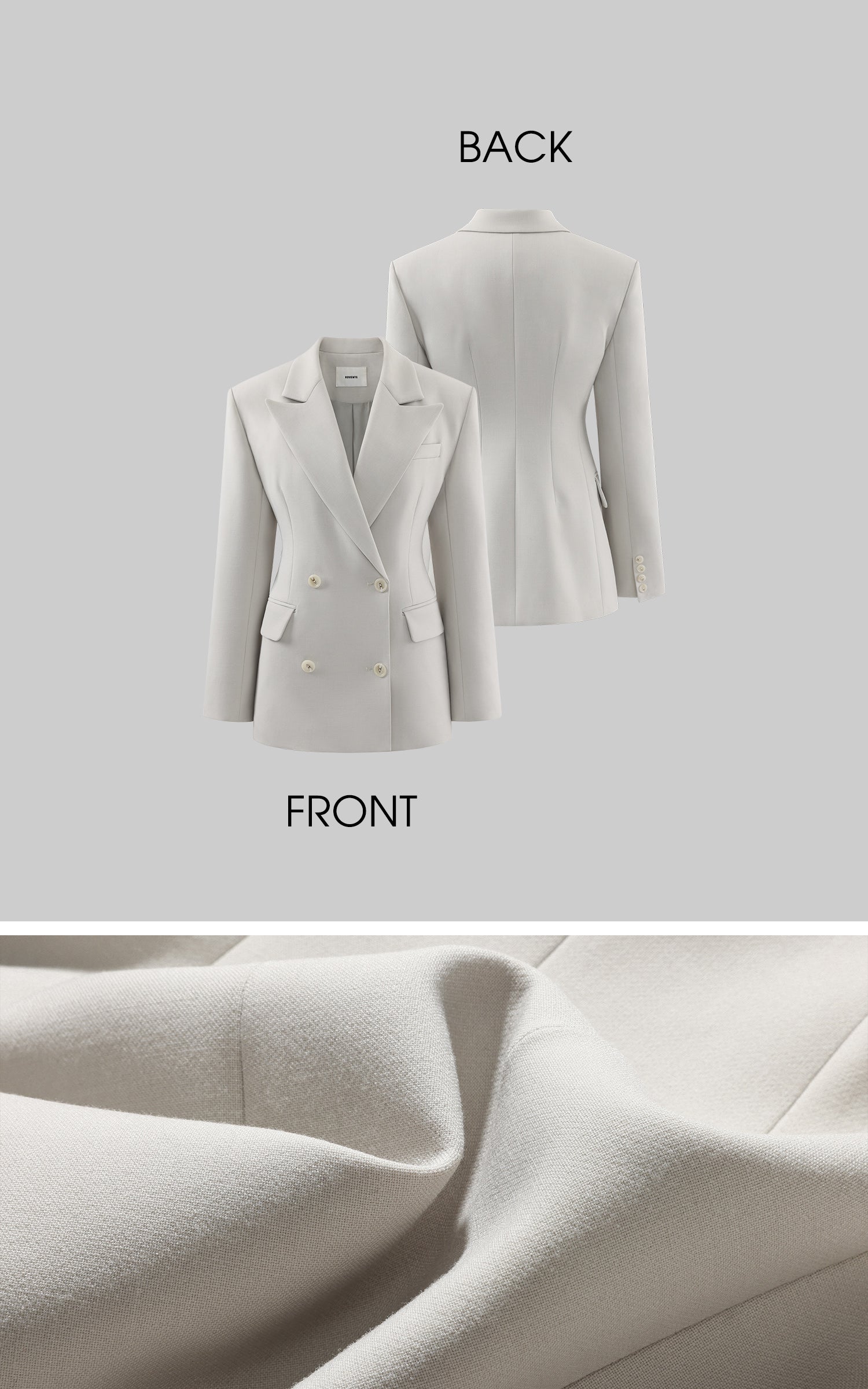 ROVENTE 구조적인 더블브레스트 블레이저와 와이드핏 테일러드 팬츠 세트