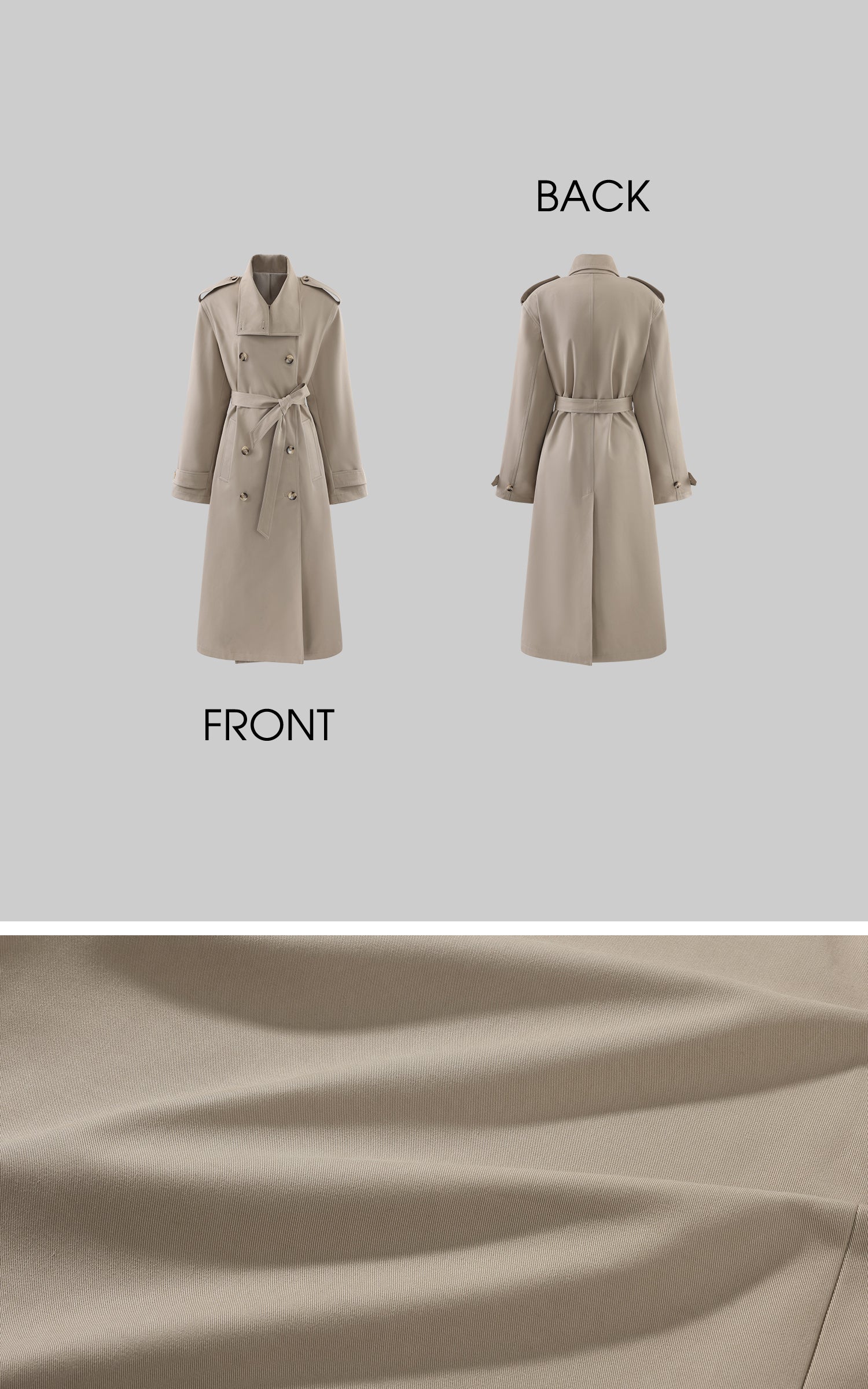 ROVENTE Sculpted Collar Belted Trench Coat