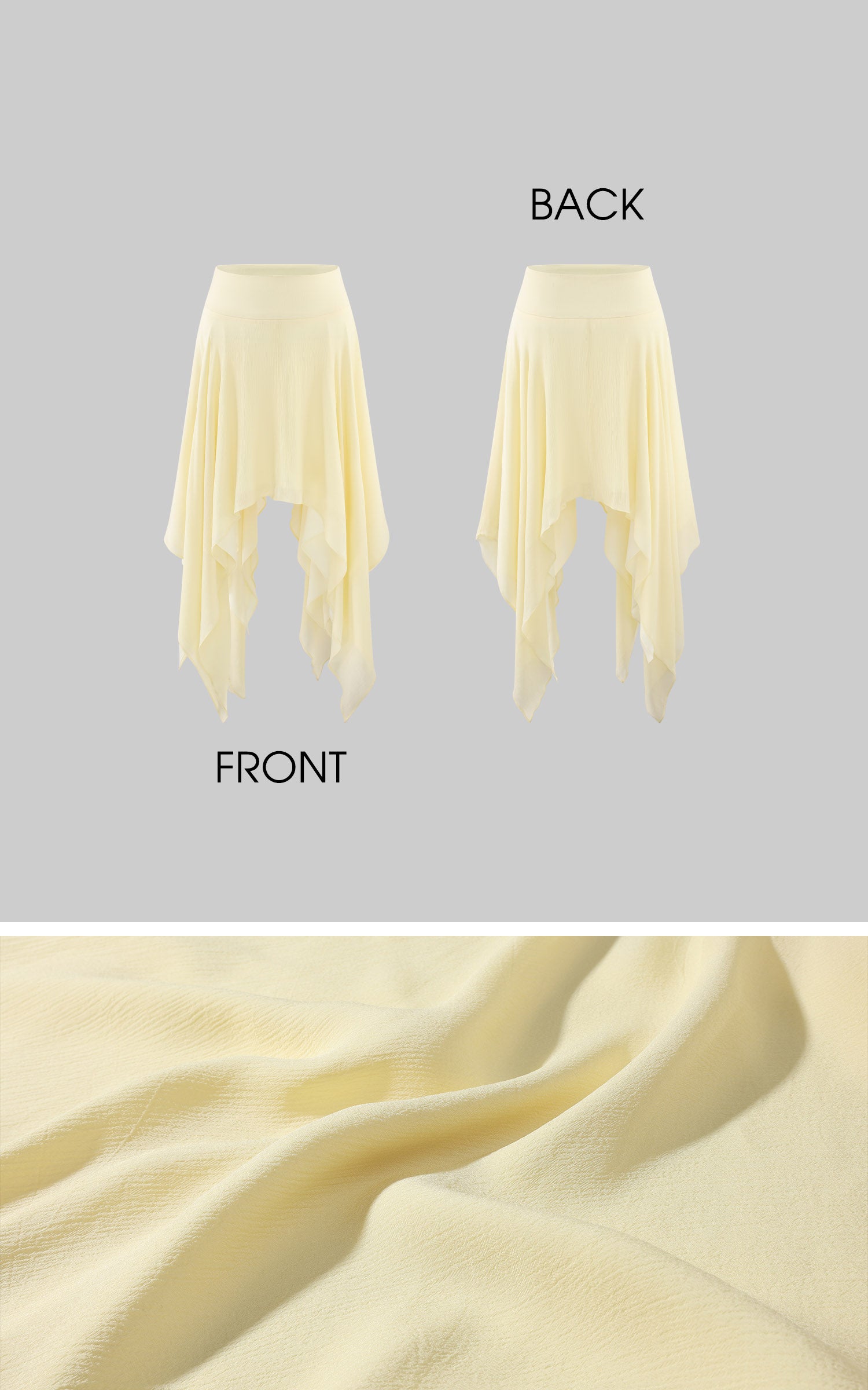 ROVENTE Haut dos nu transparent &amp; Ensemble jupe asymétrique en mousseline