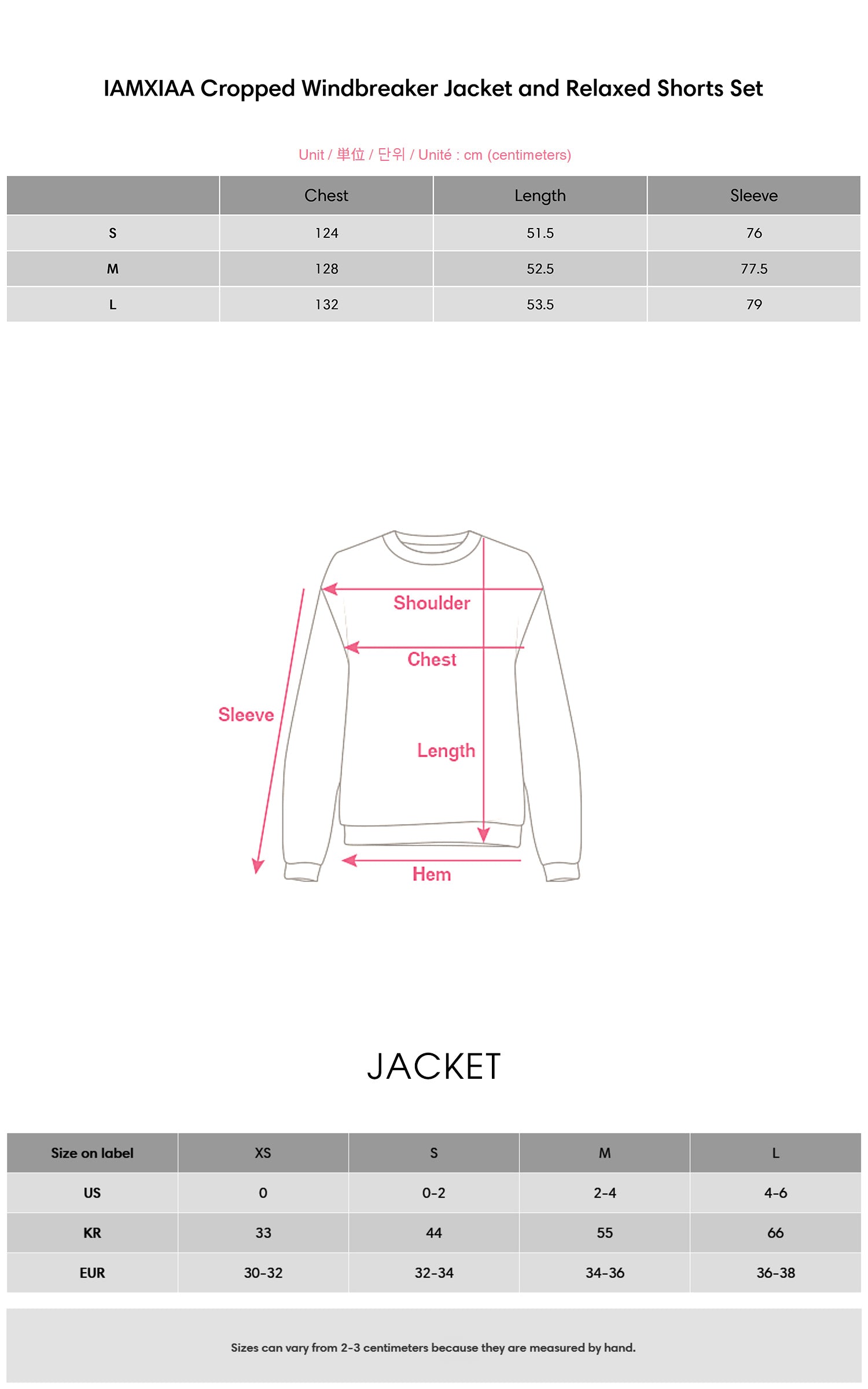 IAMXIAA Cropped Windbreaker Jacket and Relaxed Shorts Set