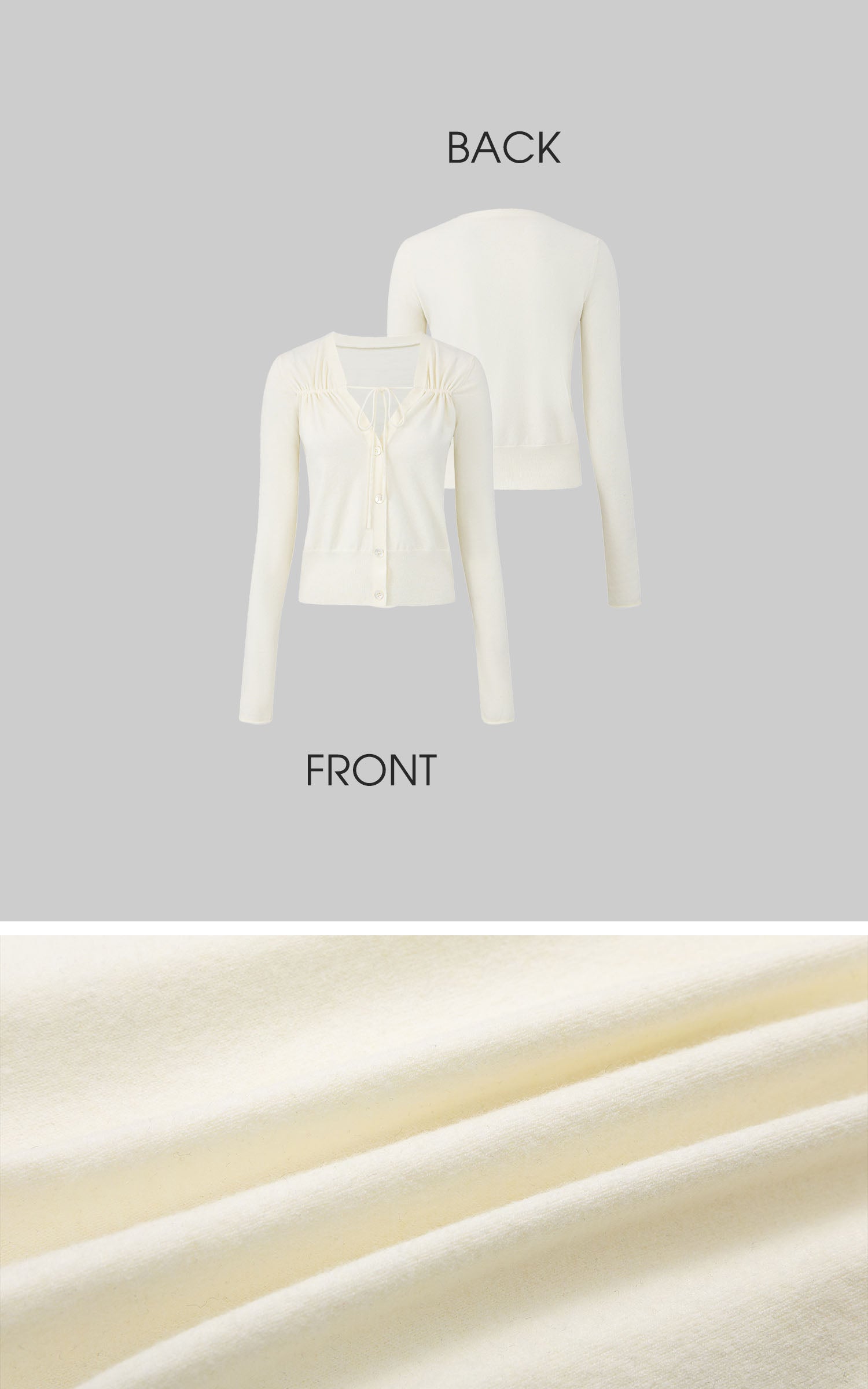 IAMXIAA Lace-Up V-Neck Fitted Cardigan Top