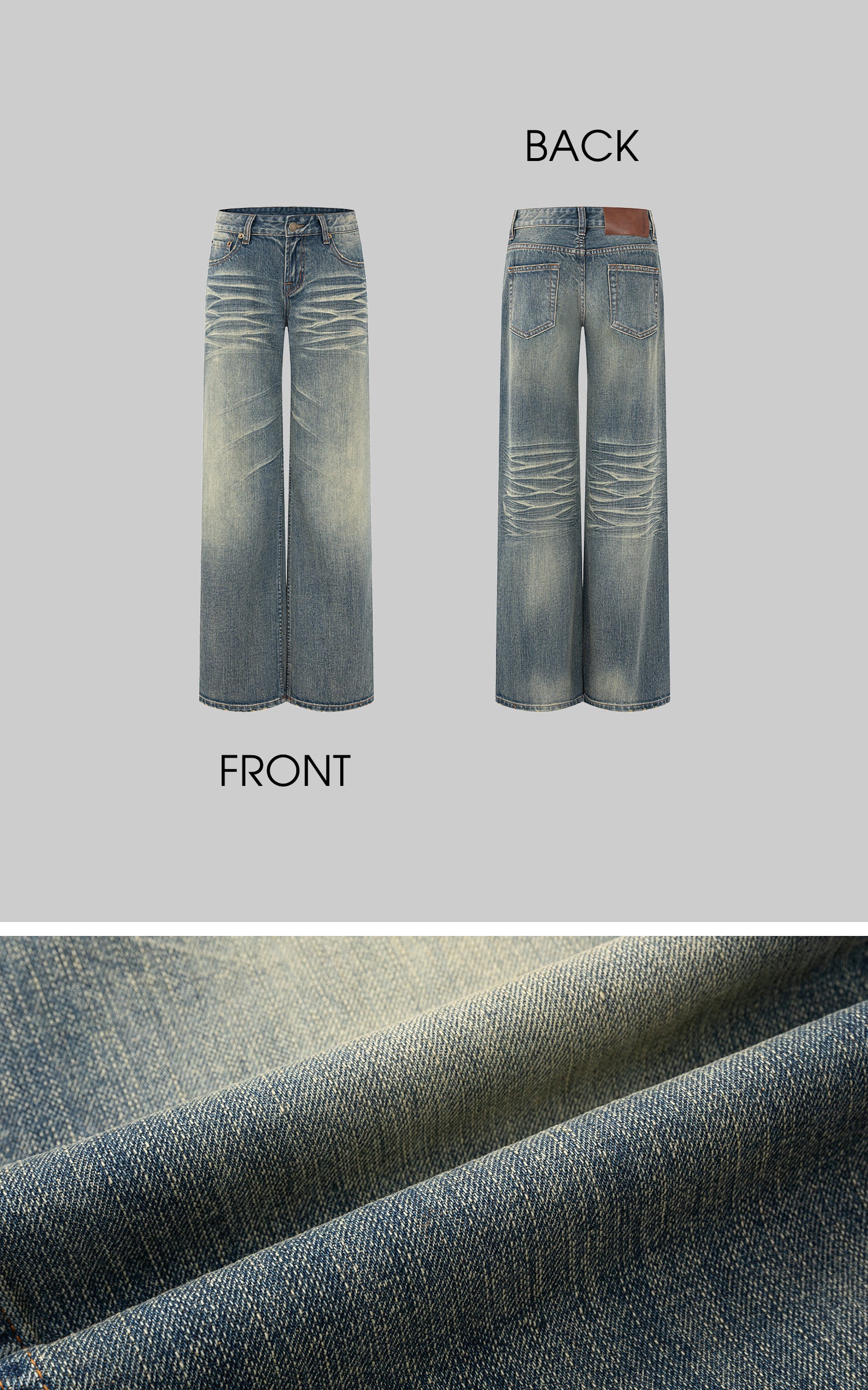 ヴィンテージウォッシュ ストレートフレアデニムジーンズ