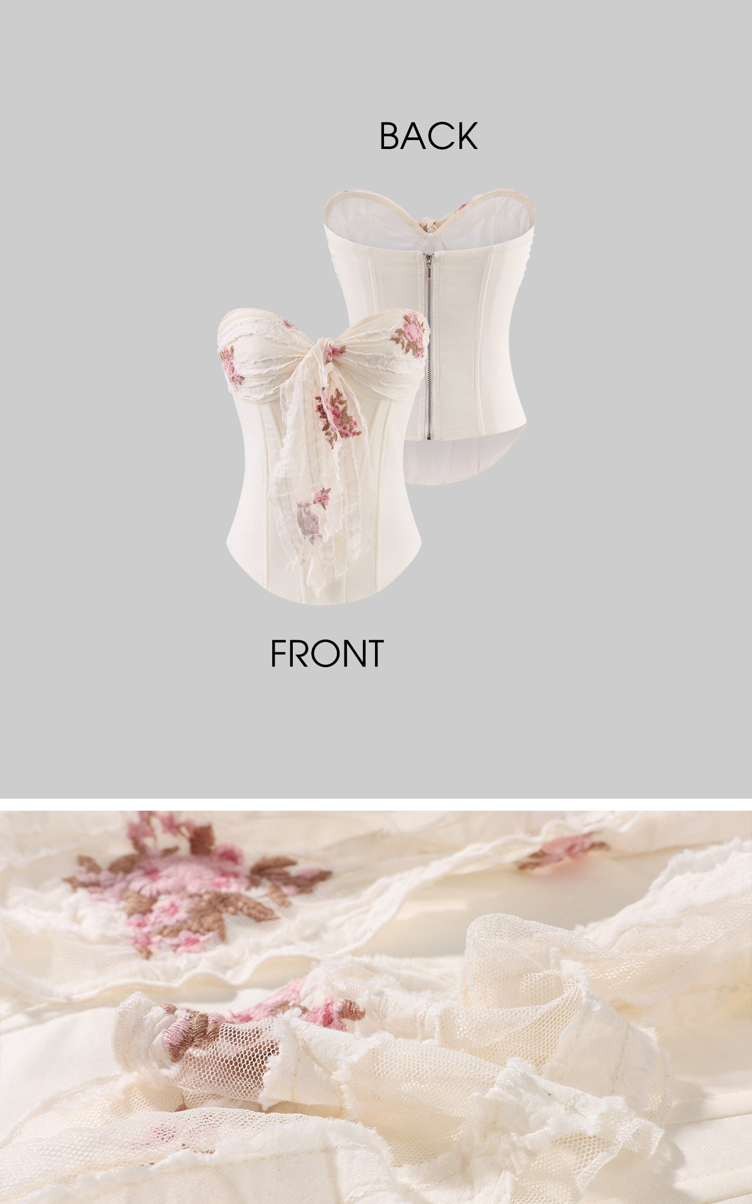 Hydrae Haut corset à fleurs froncé avec lien