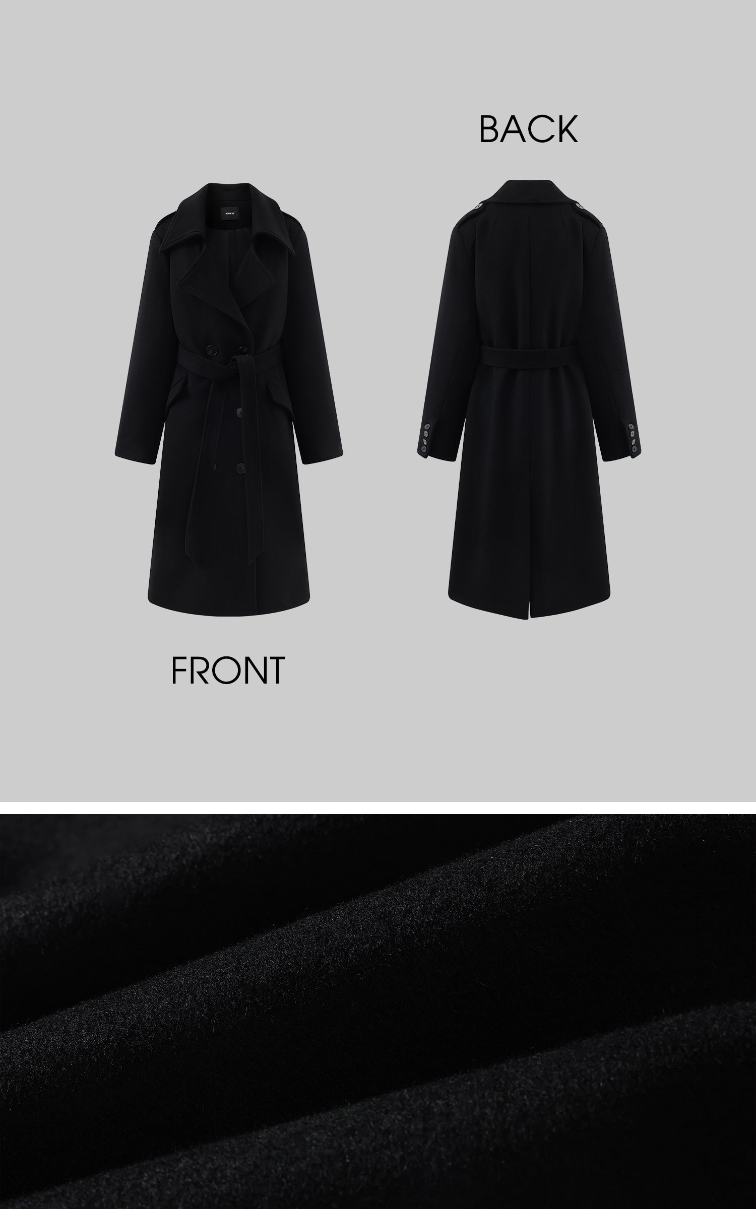 WARDEN EDGE Manteau en laine à double boutonnage avec ceinture