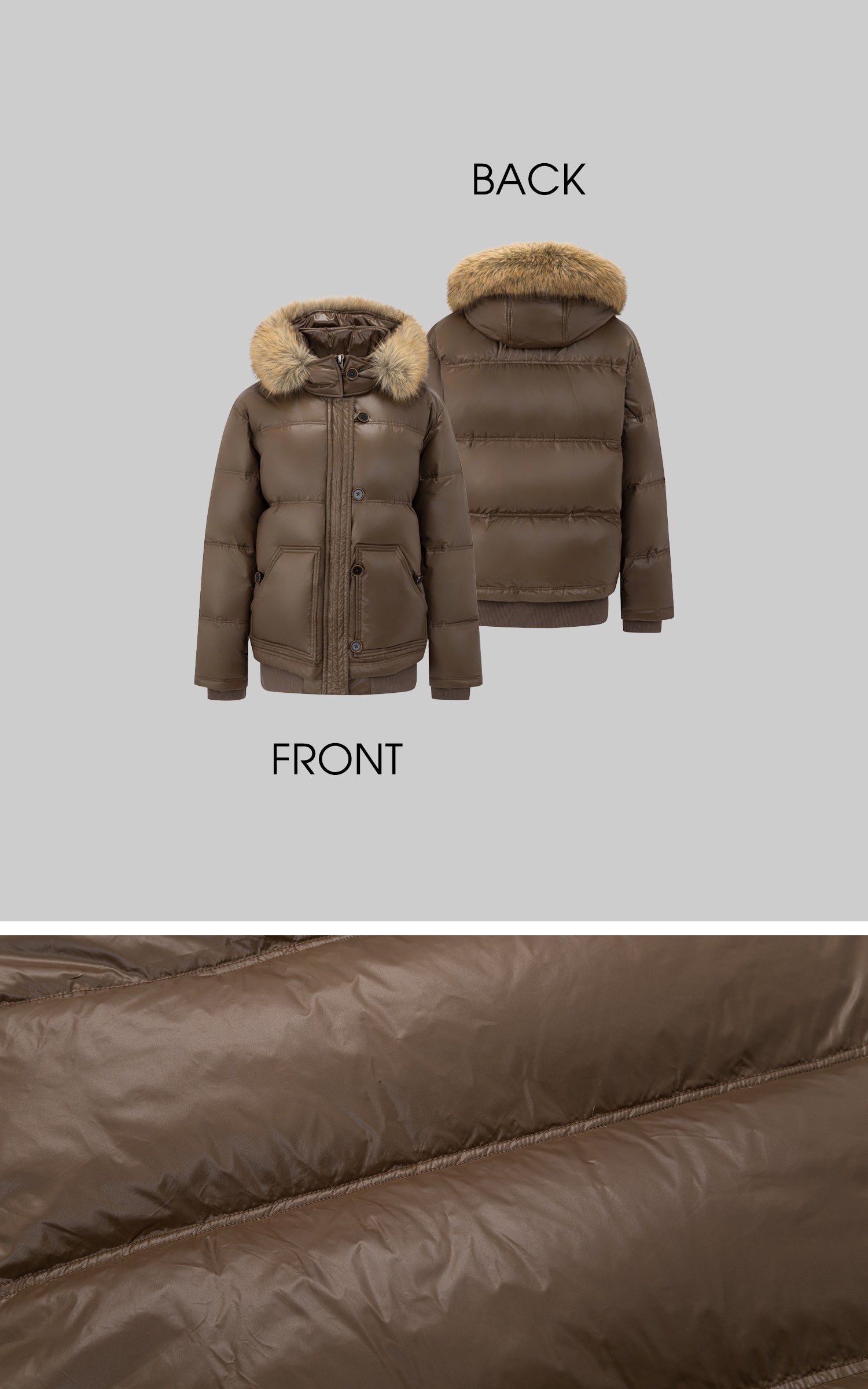 IAMXIAA Faux-Fur Hood Glossy Down Jacket