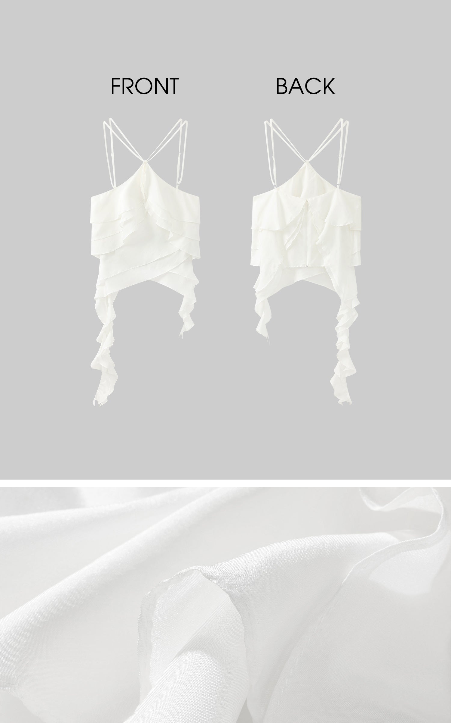 ROVENTE Asymmetrical Layered Ruffle Cami Top with Halter Straps - PINKPARKS