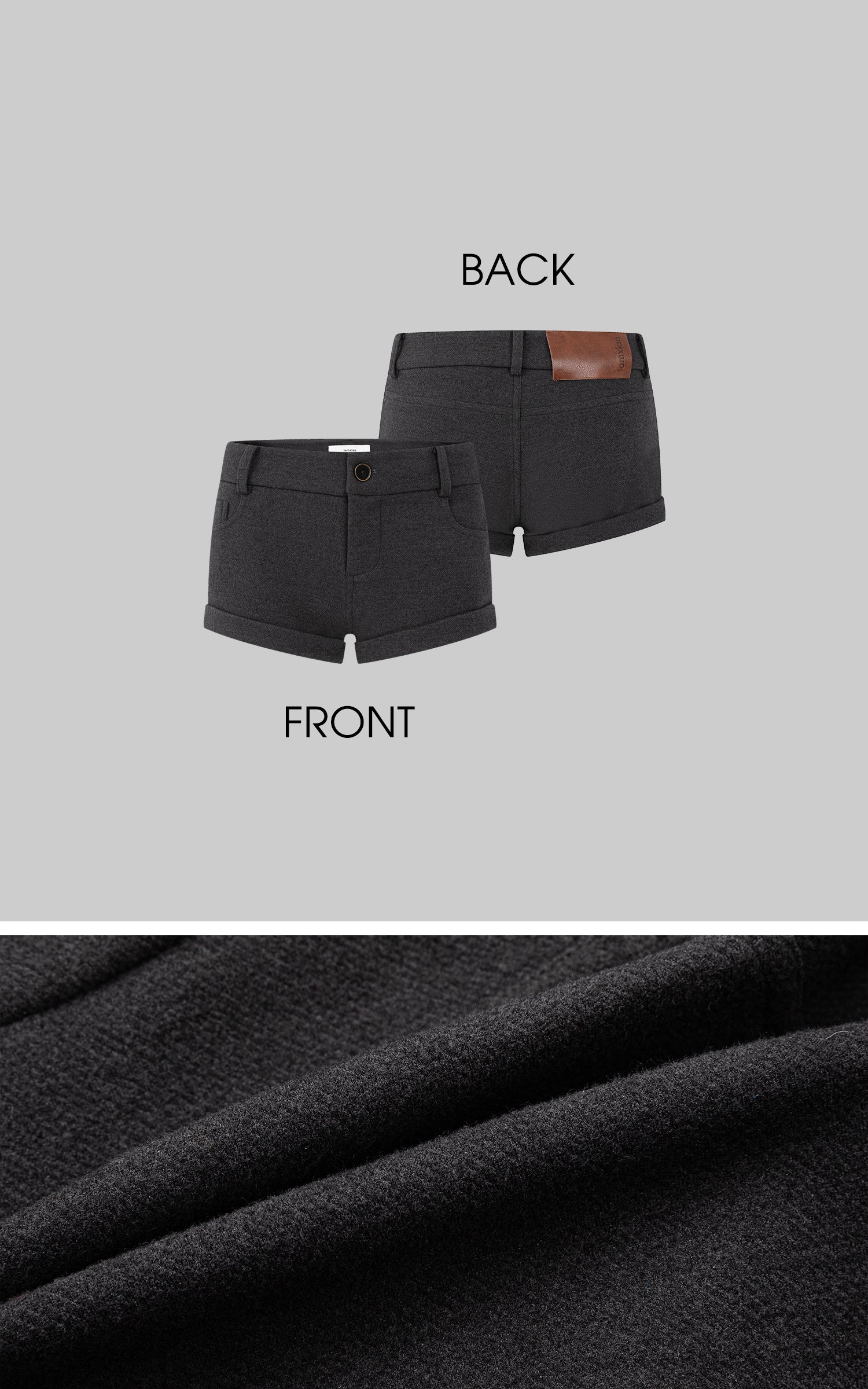 IAMXIAA 턴업 헴 울 혼방 맞춤 미니 쇼츠