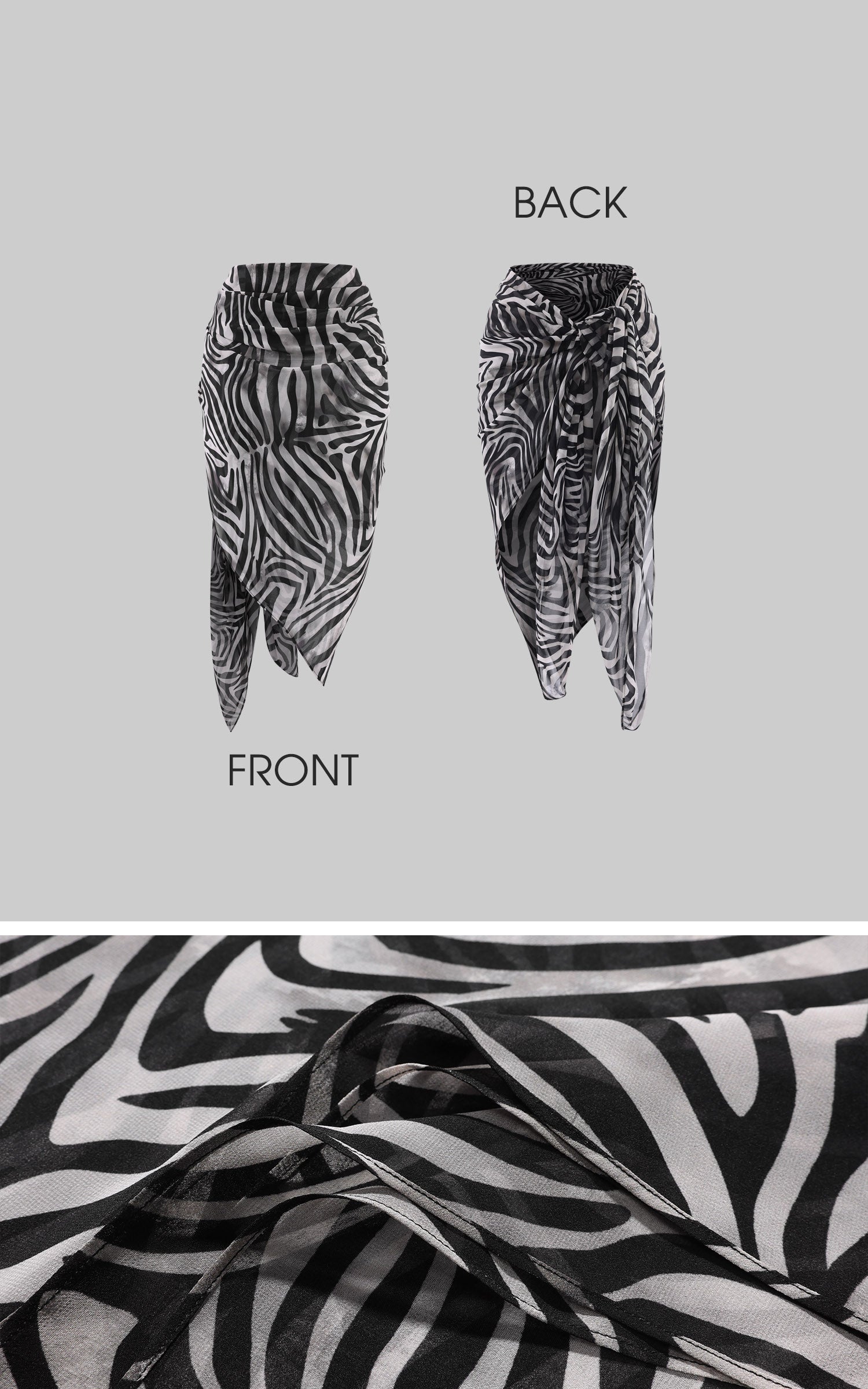 0122STEPLL Sheer Zebra Layered Low-Rise Maxi Skirt Three-Piece Set