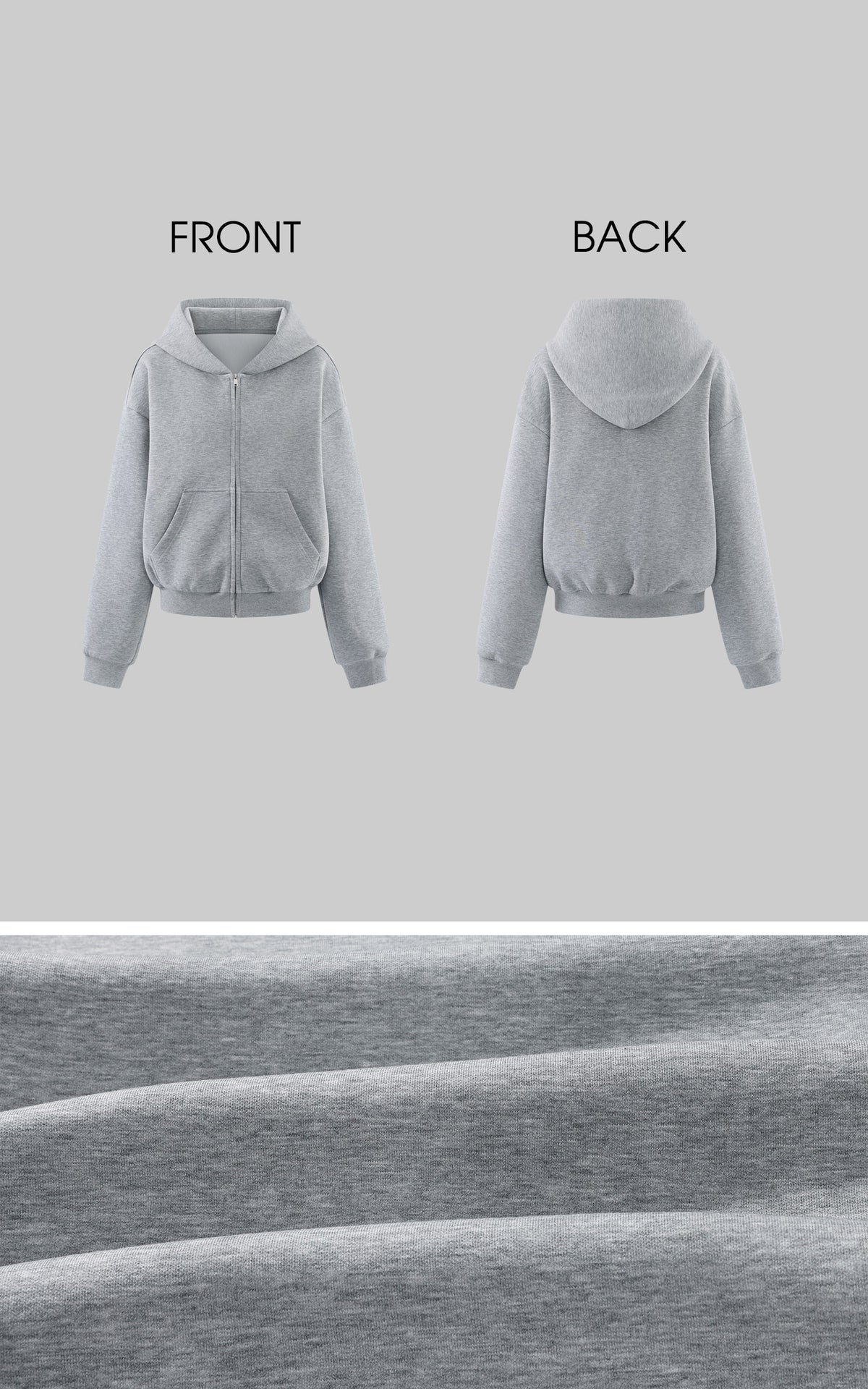 Hydrae Soft Grey Oversized Zip Hoodie &amp; Wide-Leg Drawstring Sweatpants Two-Piece Set