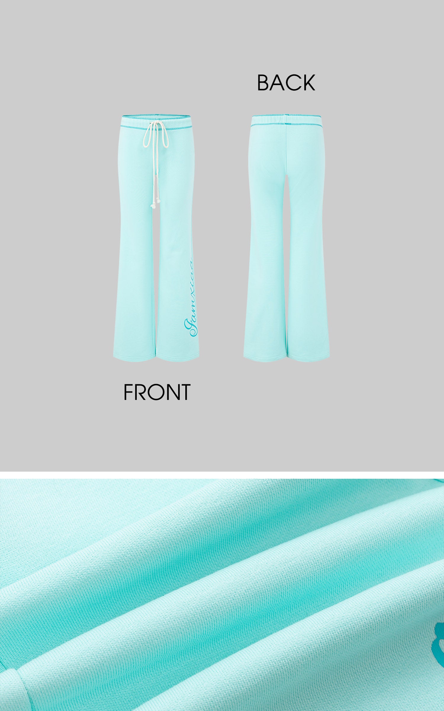 IAMXIAA Mint Script Logo Low-Rise Flared Pants