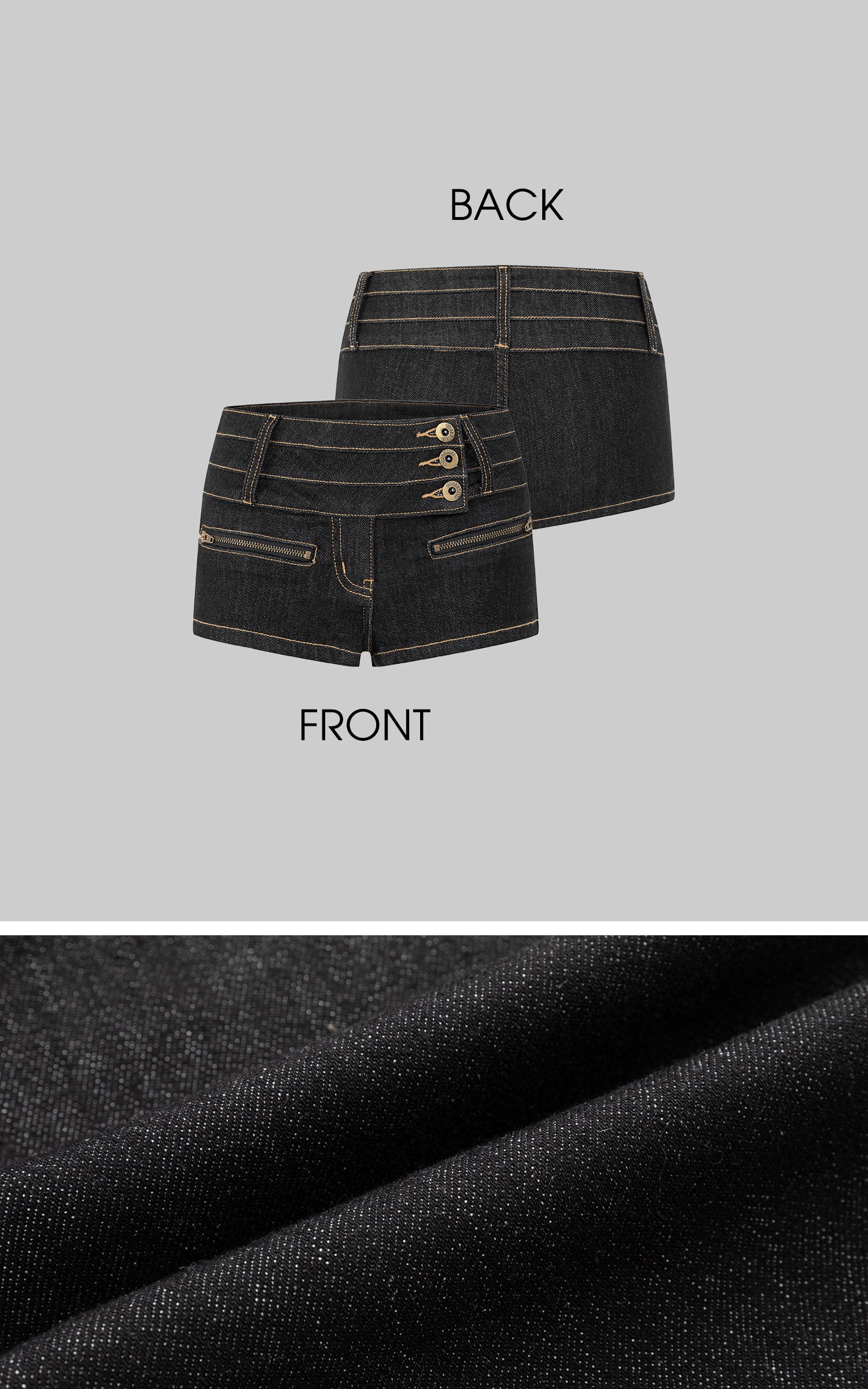 IAMXIAA Triple-Button Low-Rise Denim Micro Shorts