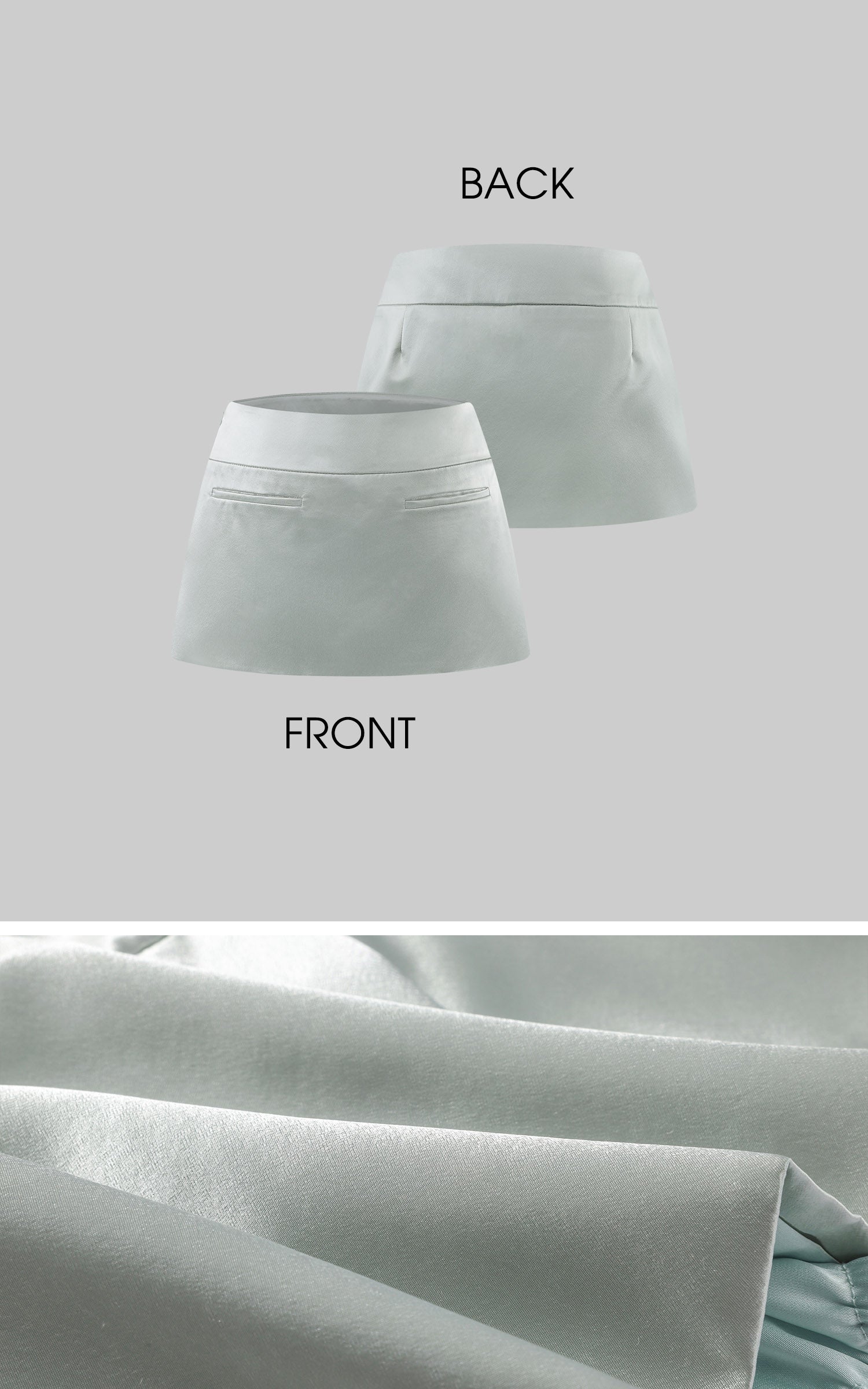 Hydrae Satin Low Rise Mini Skirt with Sculpted Waistband and Minimalist Silhouette