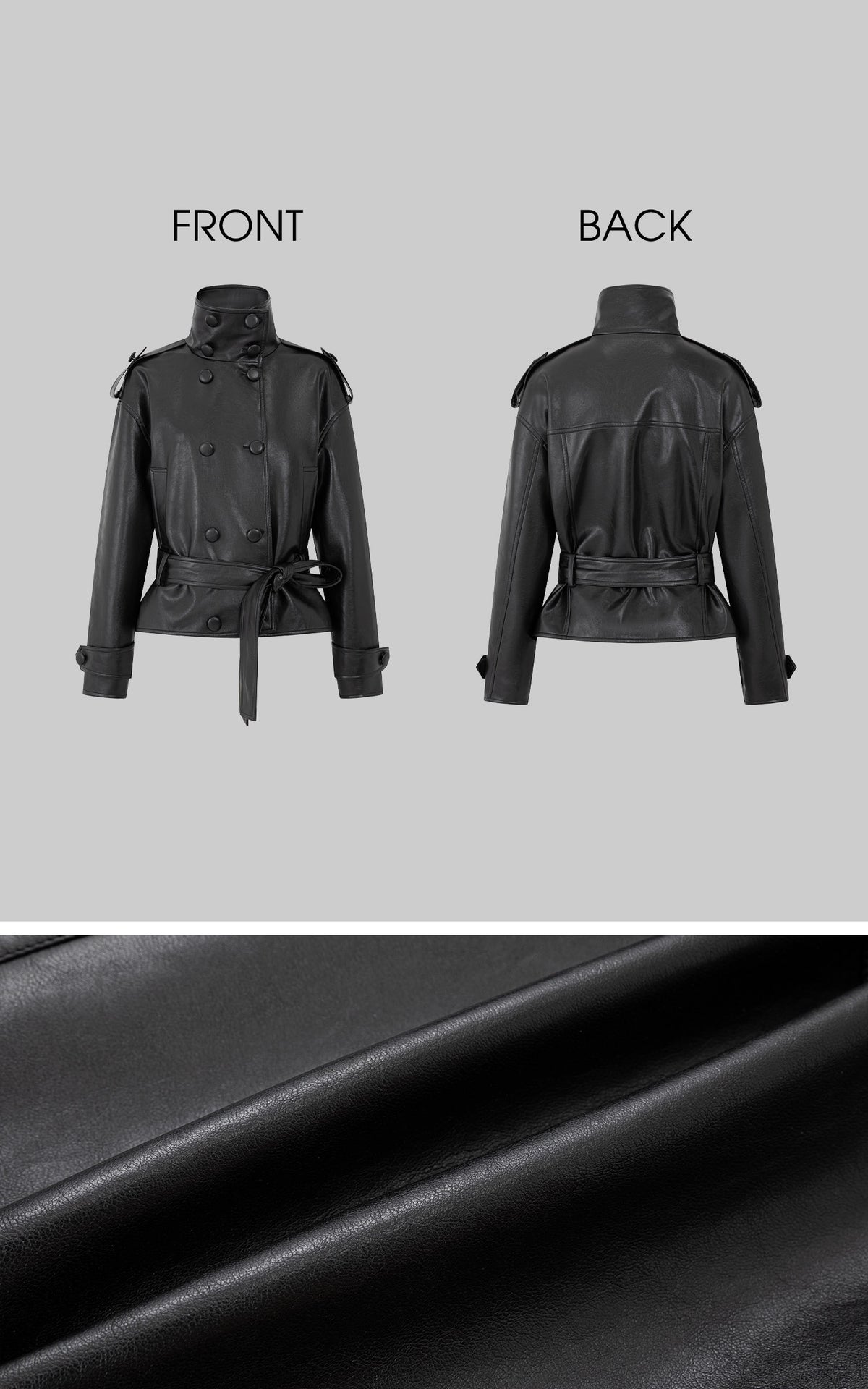 IAMXIAA Belted High-Neck Leather Jacket