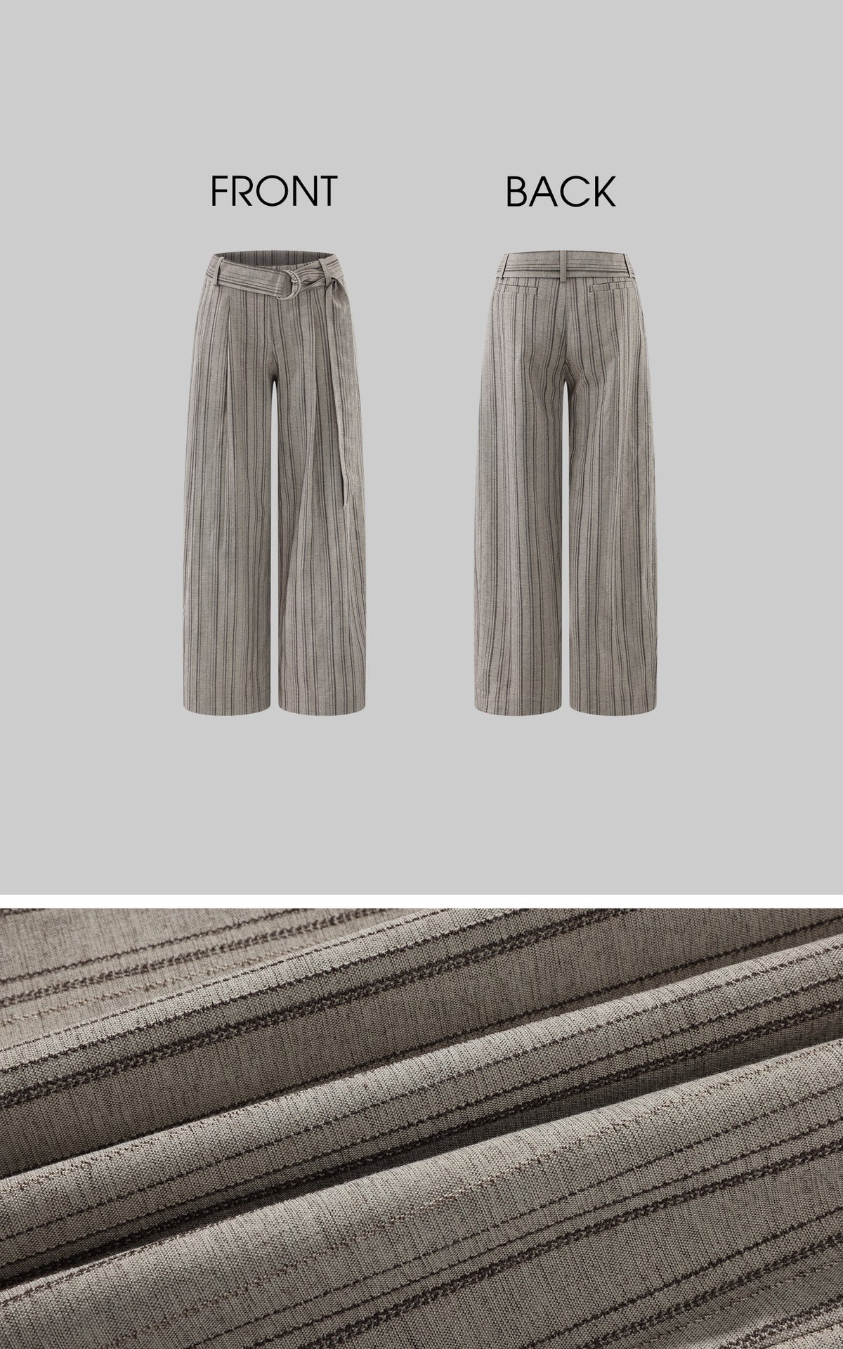 Hydrae D-Ring Belted Pinstripe Wide-Leg Pants