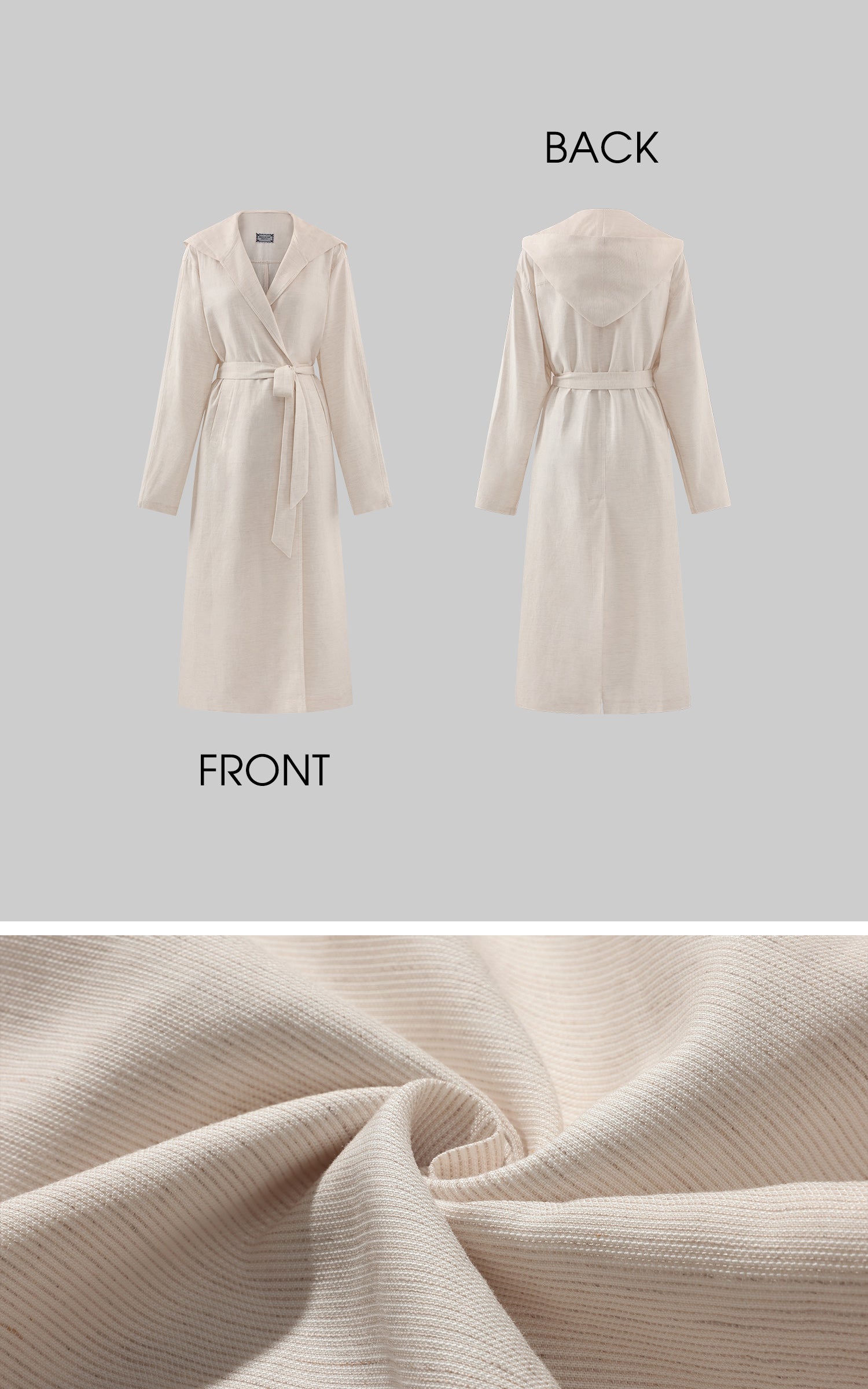 Rase le sol Hooded Long Coat with Adjustable Waist Belt