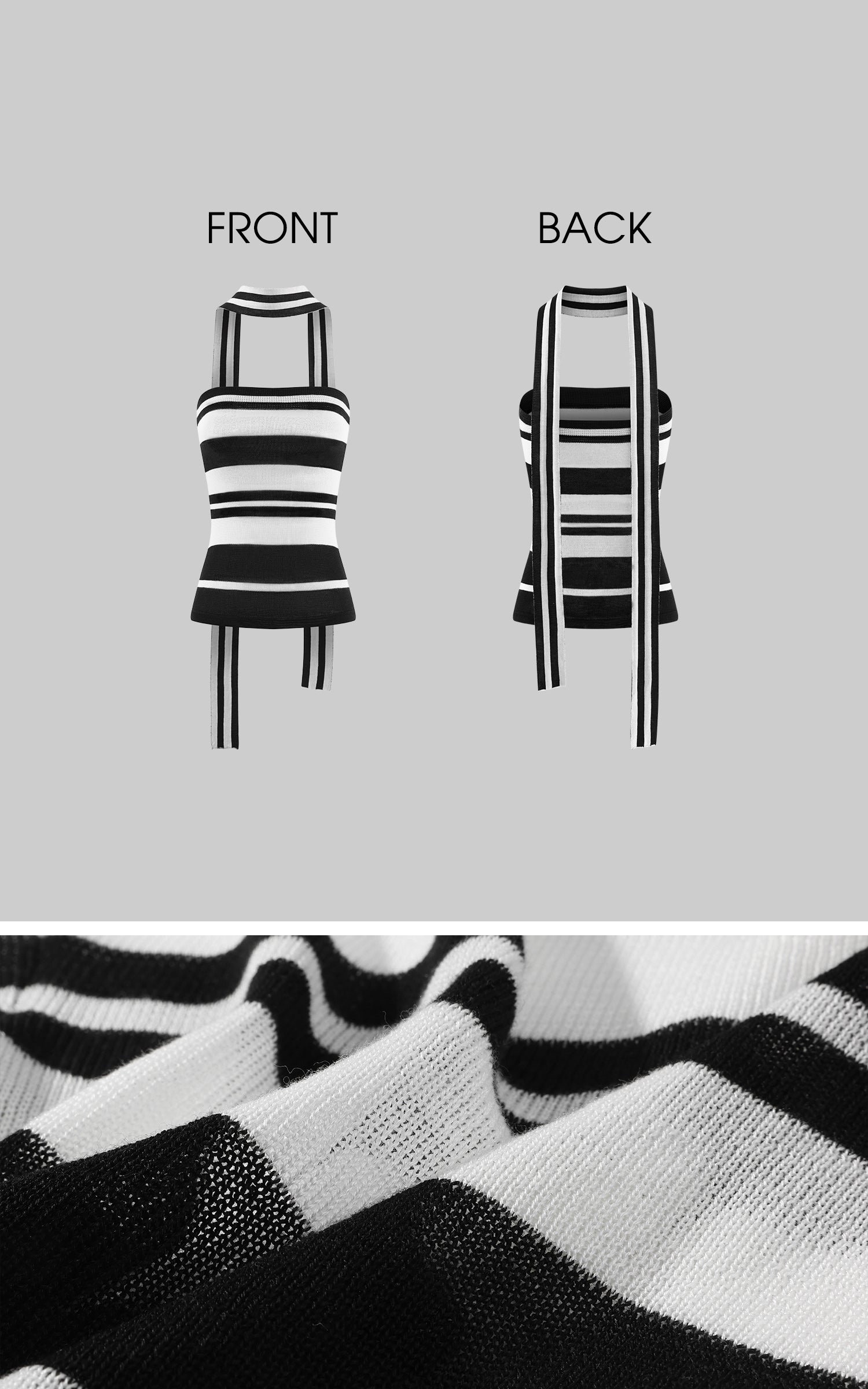 0122stepll Striped Scarf-Neck Tube Top &amp; Maxi Skirt Set