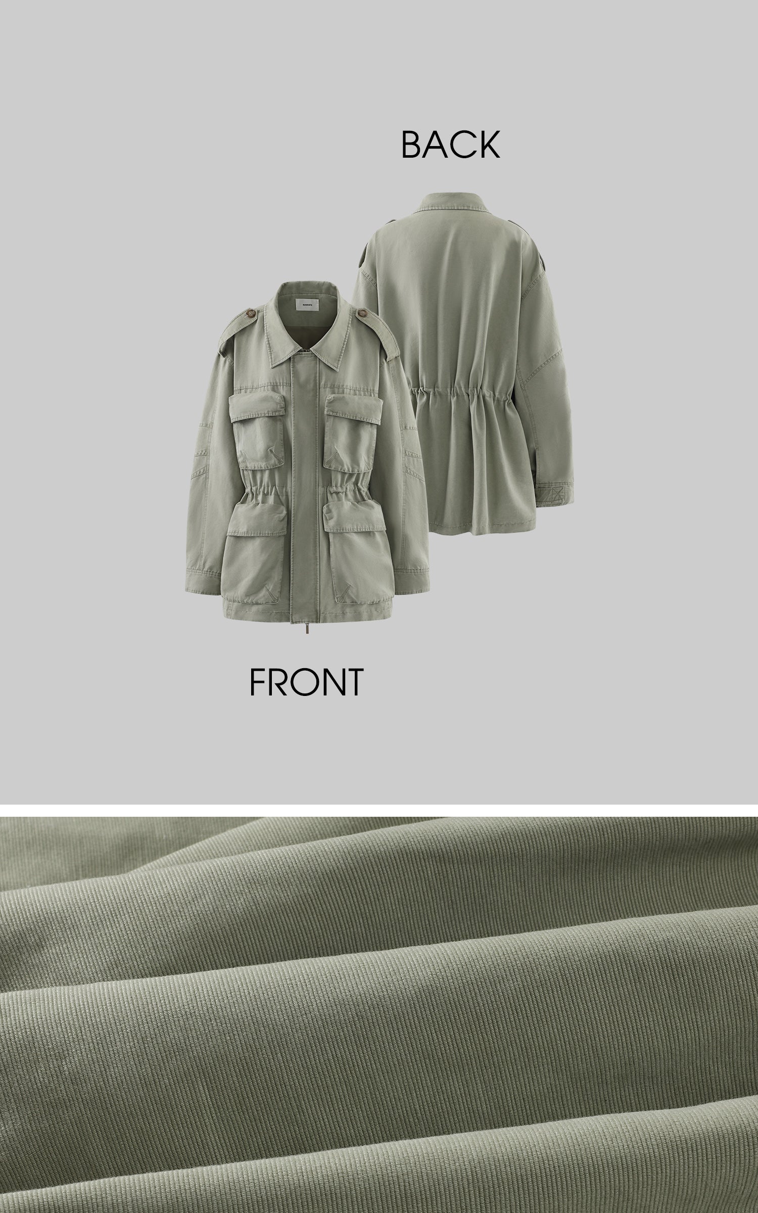 ROVENTE Washed Utility Cinch-Waist Field Jacket