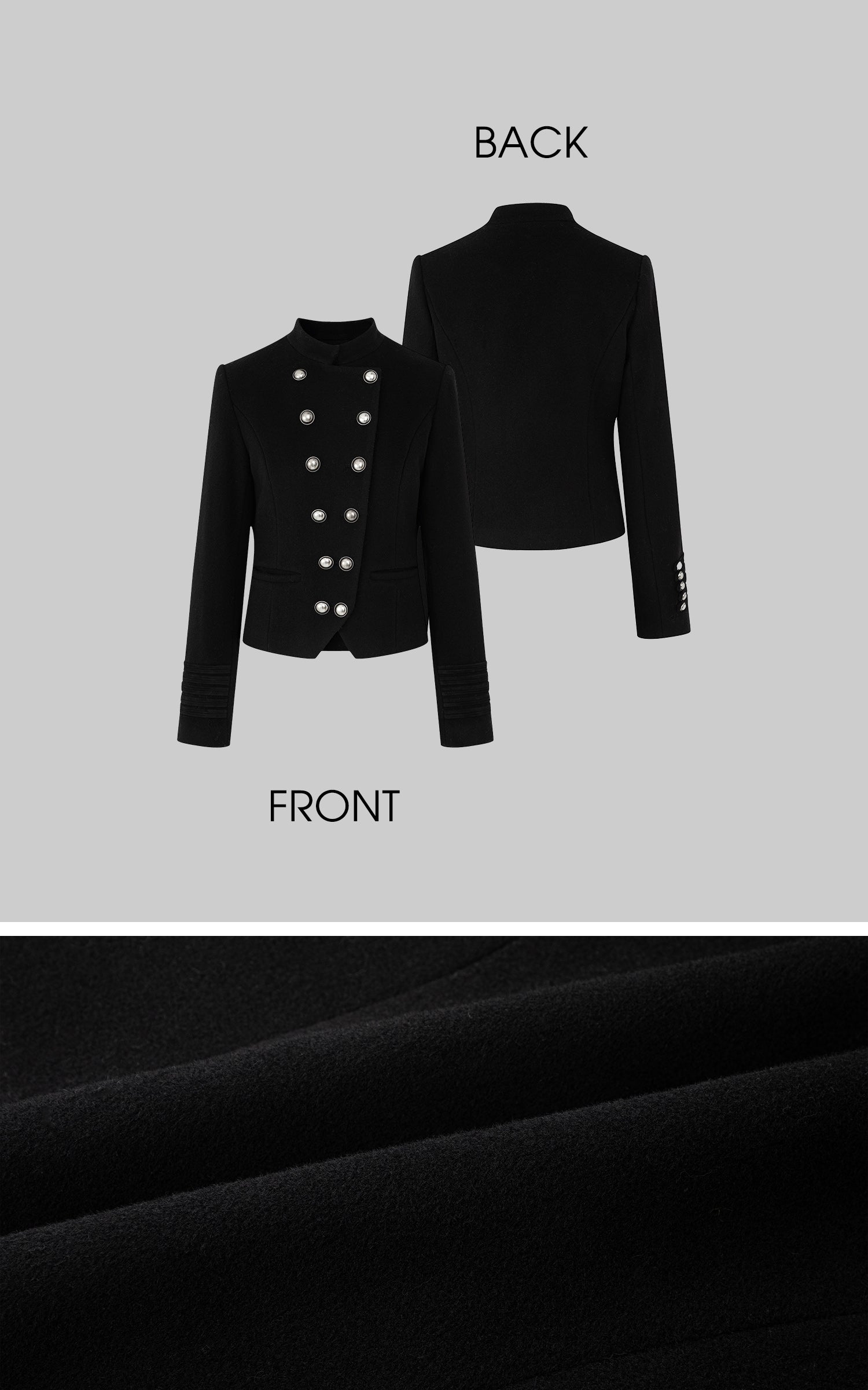 IAMXIAA 조각된 핏과 메탈 버튼 디테일의 더블 브레스트 울 자켓