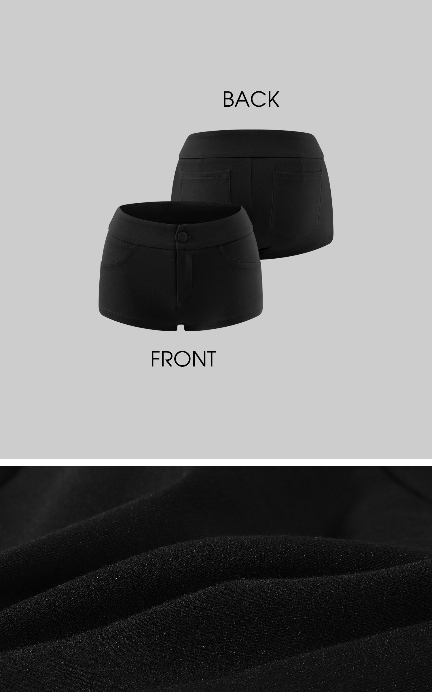 Hydrae Low-Rise Sculpted Micro Shorts with Curved Pocket Seams and Tailored Back Pockets