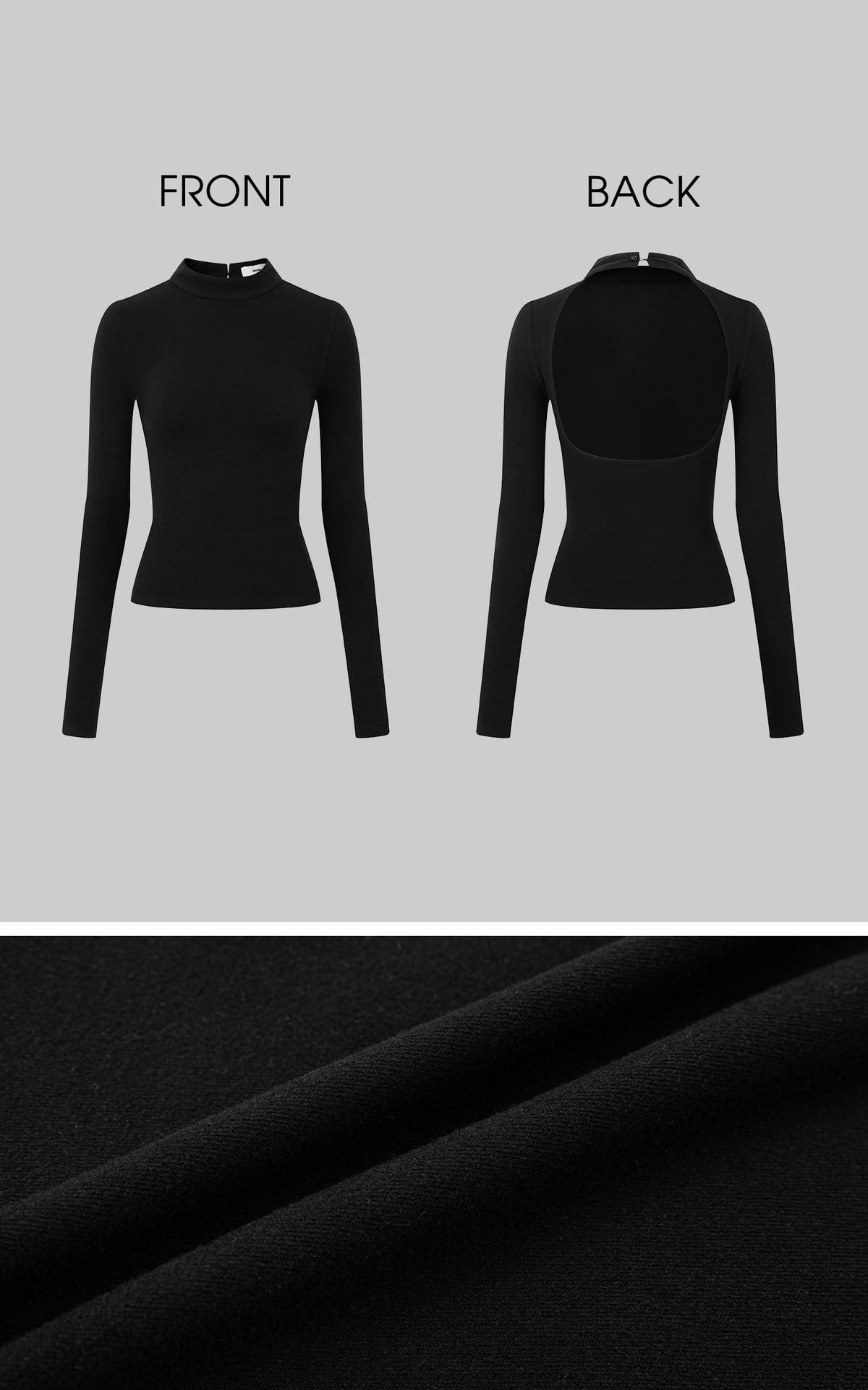 IAMXIAA Open-Back Mock Neck Long Sleeve Top