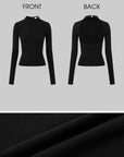 IAMXIAA Open-Back Mock Neck Long Sleeve Top