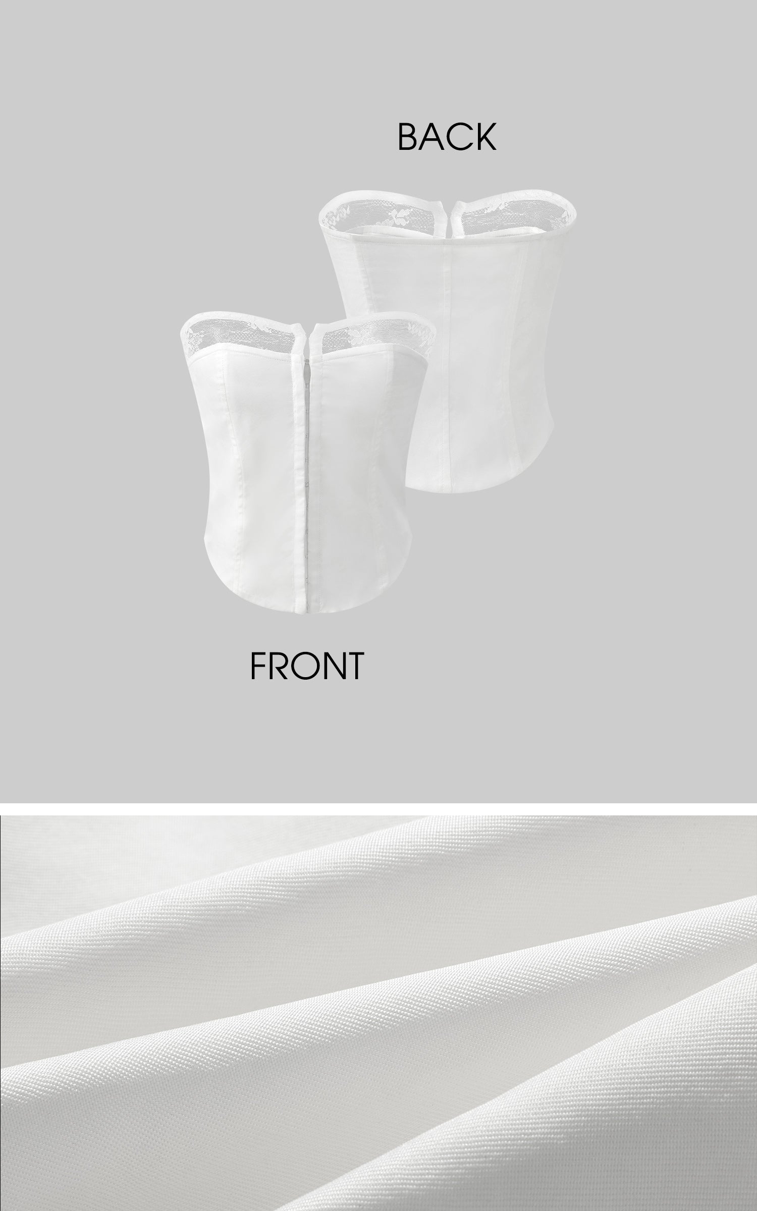 Rase le sol White Hook-Eye Bustier with Lace Trim - PINKPARKS