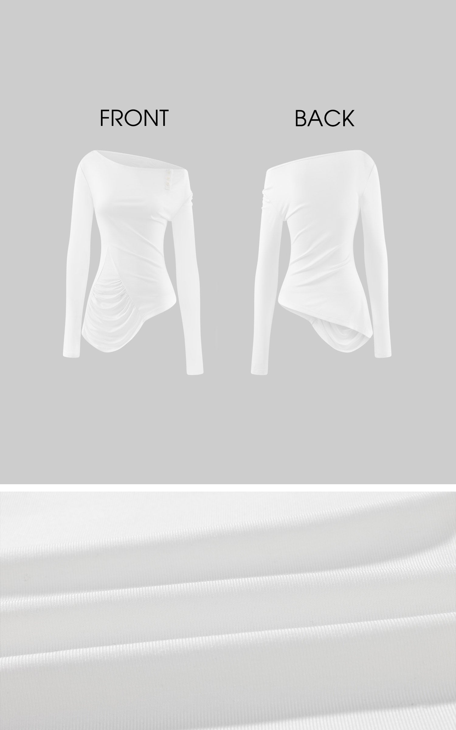 WARDEN EDGE Draped Off-Shoulder Ruched Long Sleeve Top