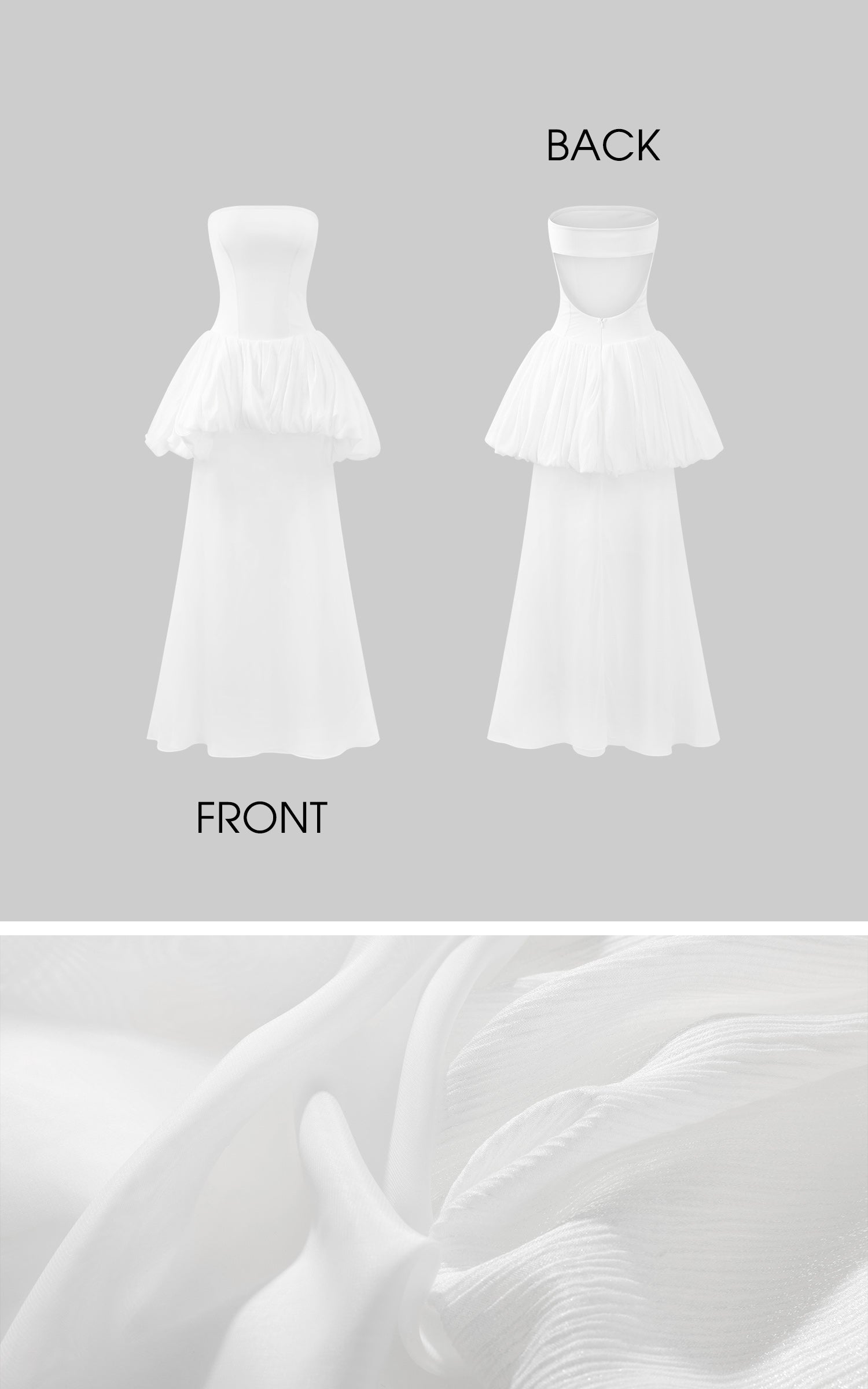 Rase le sol Strapless Peplum Sheer Layered Midi Dress Set with Bubble Shorts - PINKPARKS