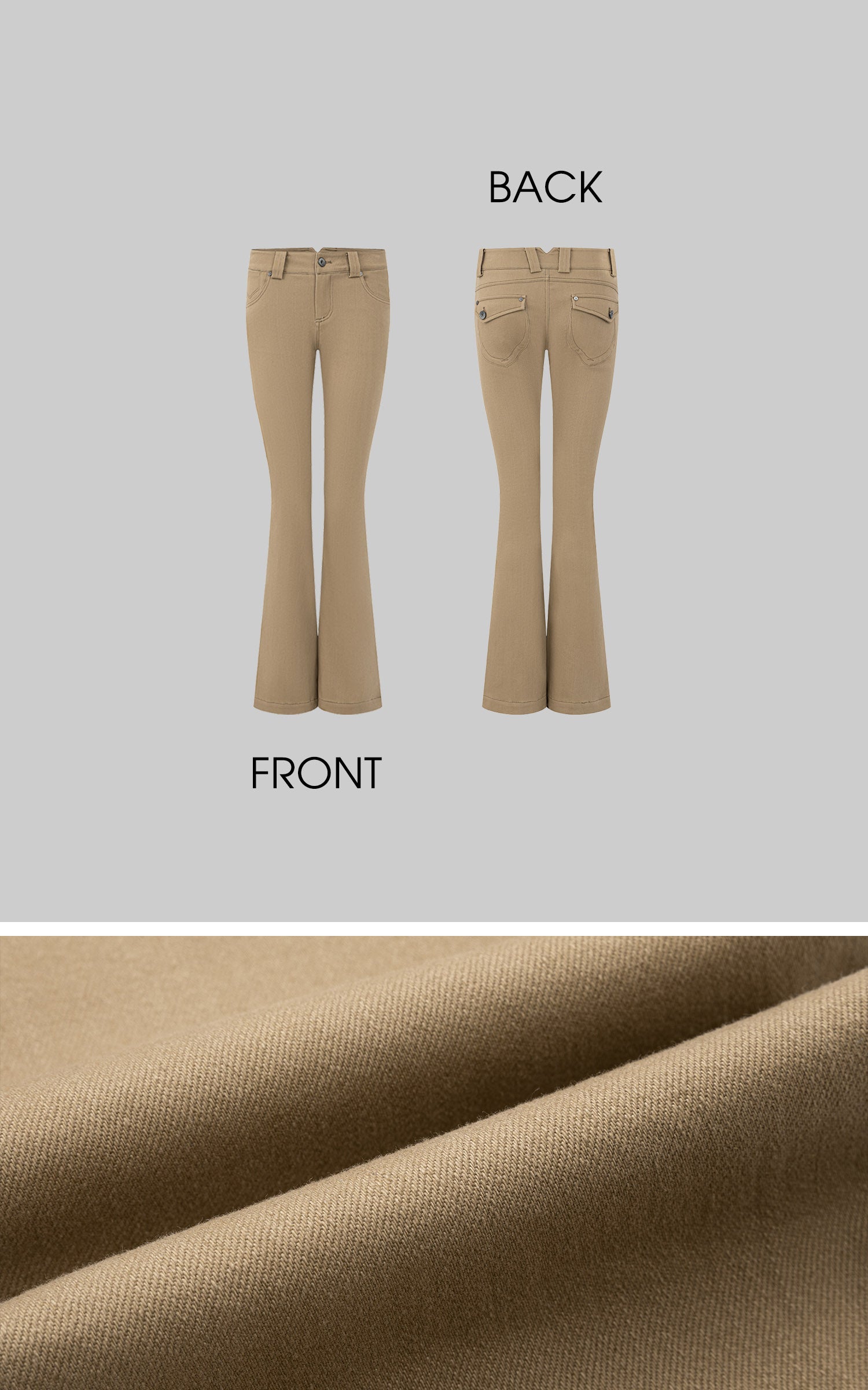 IAMXIAA Pantalon Taille Basse Coupe Slim Évasée