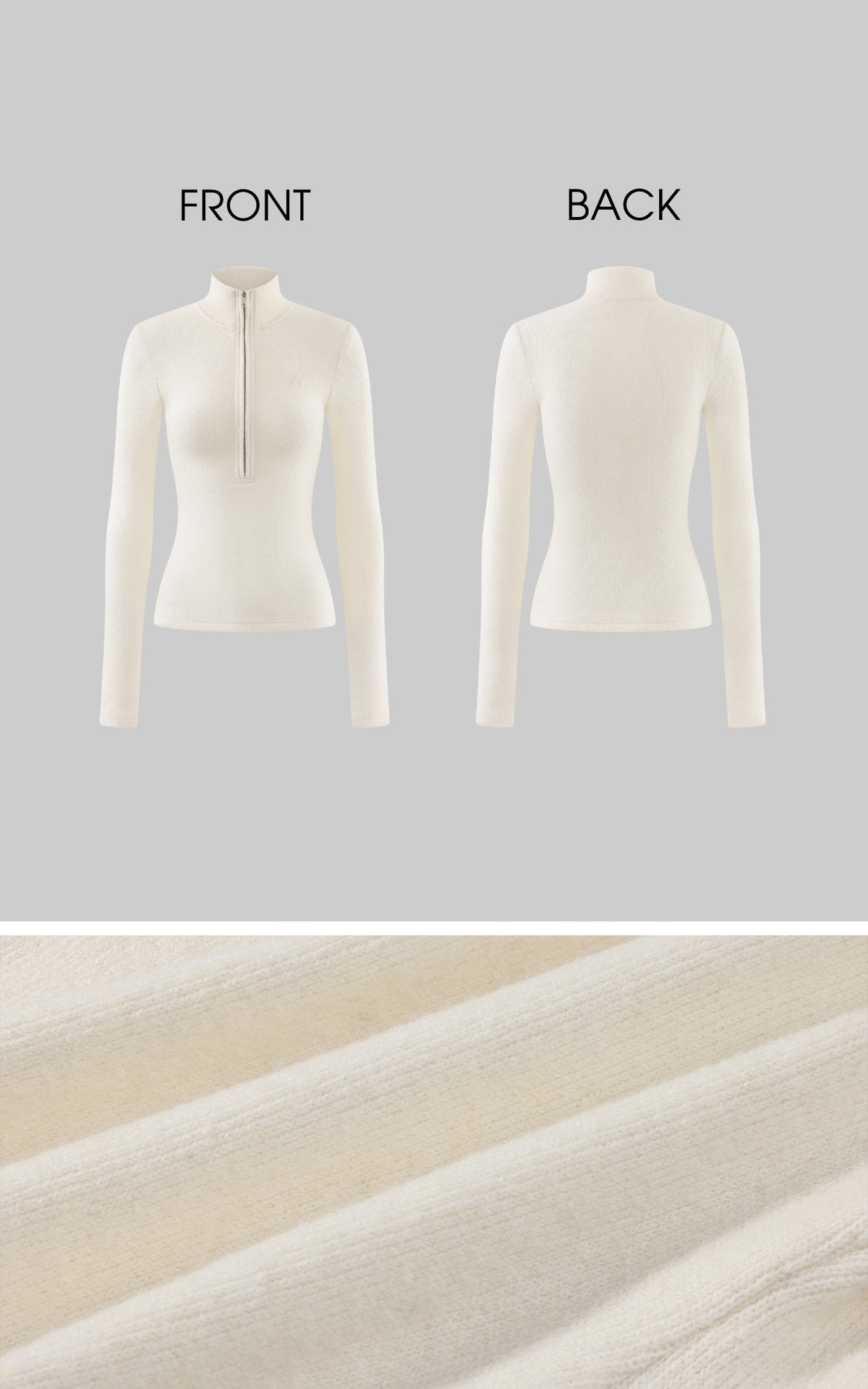Hydrae Fitted Half-Zip Knit Top with Thumbholes