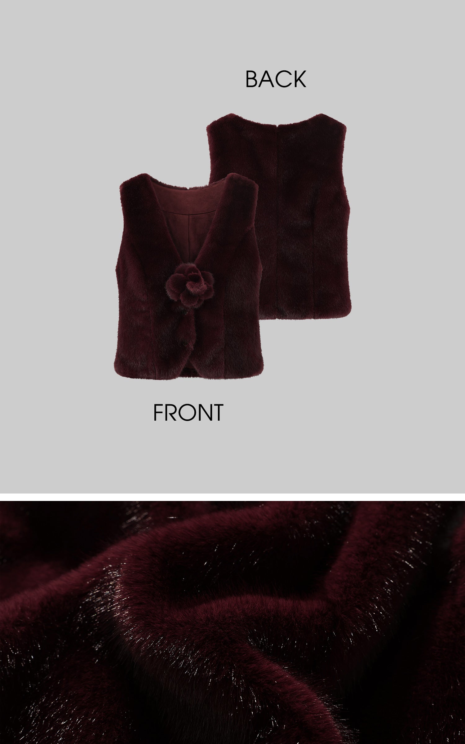 ROVENTE Faux Fur Vest with Detachable Flower