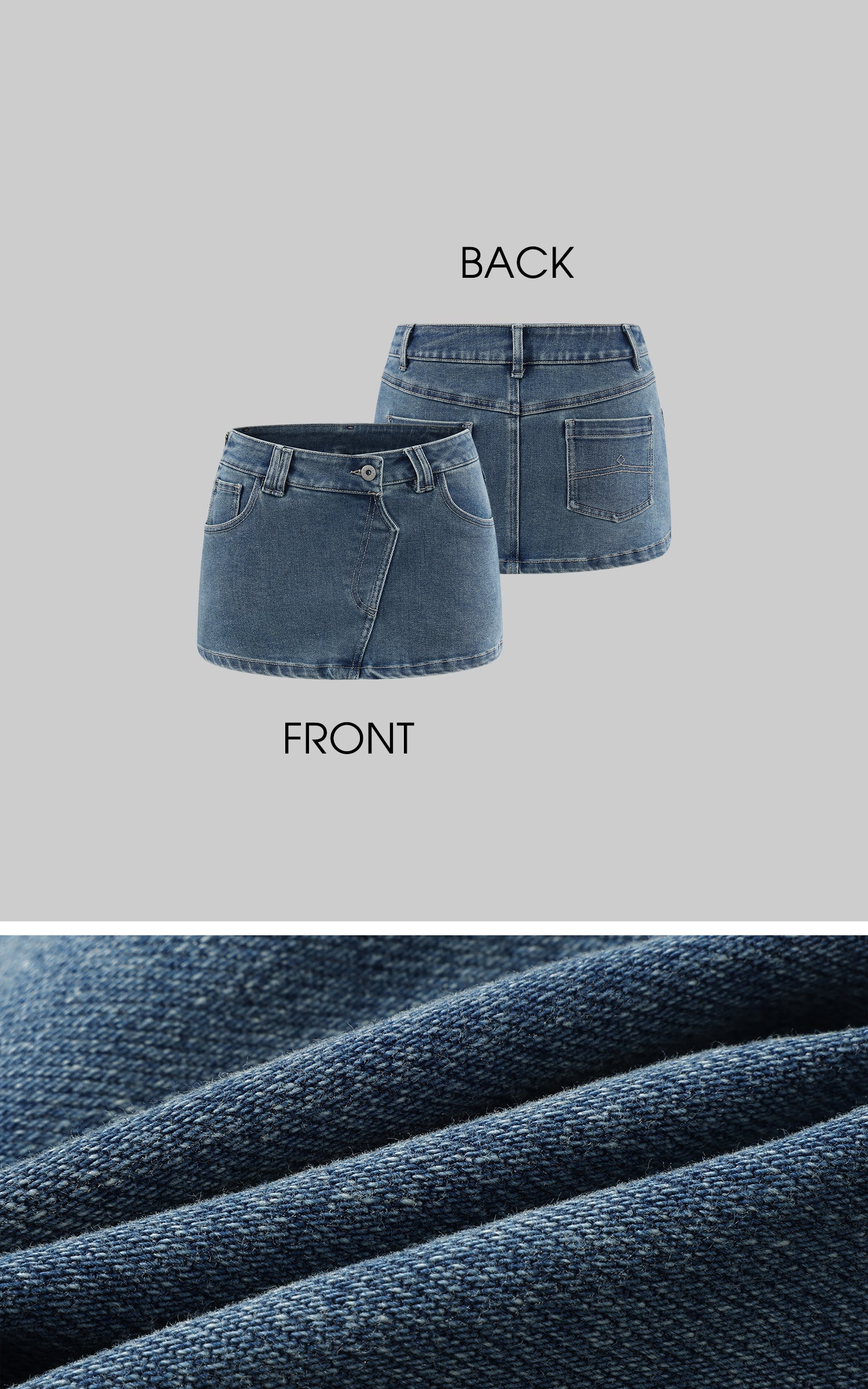 WARDEN EDGE フェイクファーのベルトディテール付きデニムミニスカート